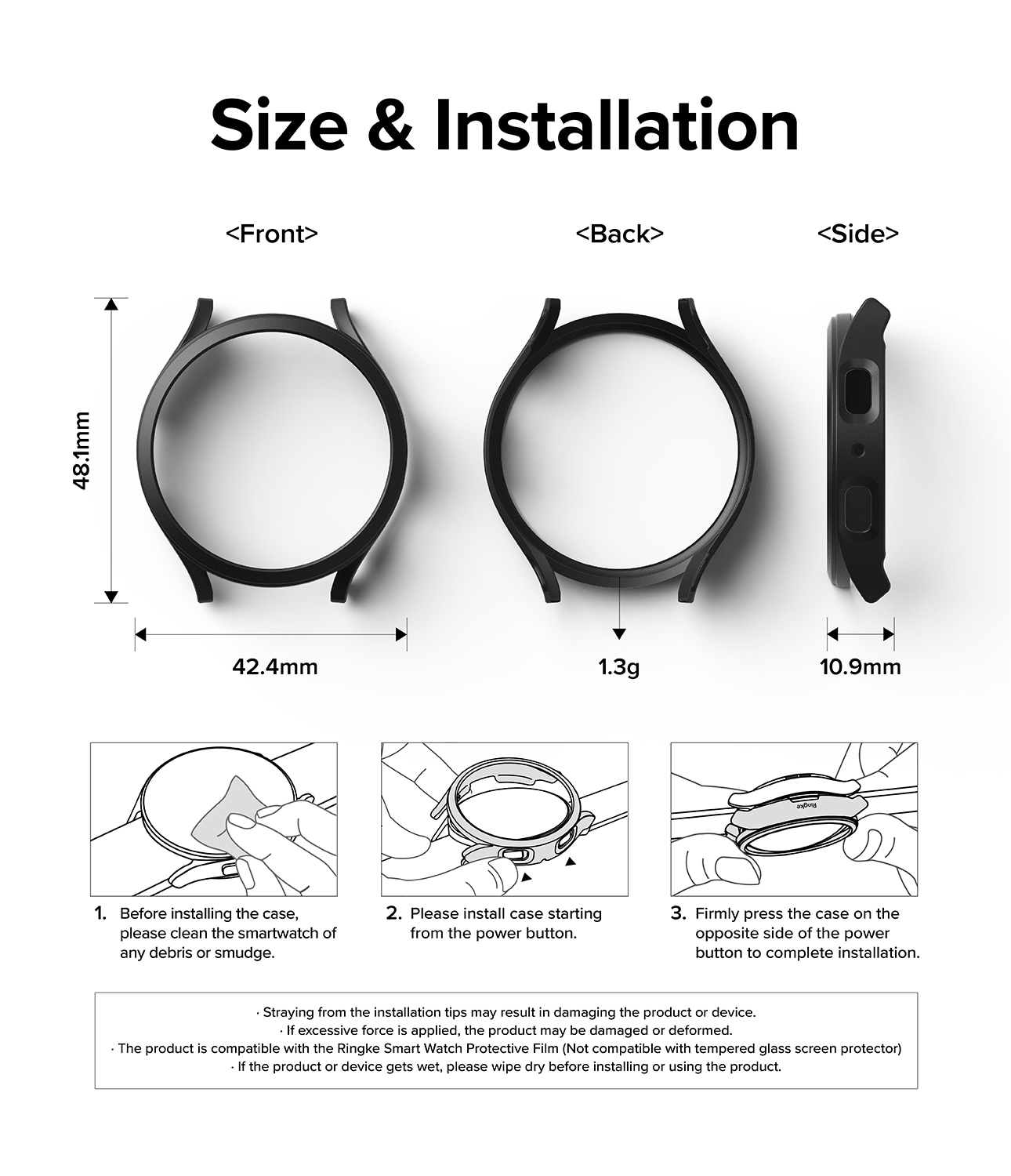 Samsung Galaxy Watch 5 44mm Tunt skal, mattsvart