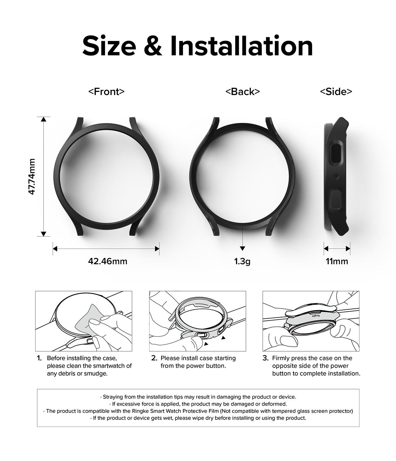 Samsung Galaxy Watch 6 40mm Tunt skal (2-pack), mattsvart & genomskinlig