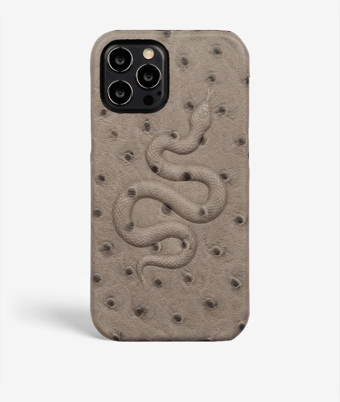 iPhone 13 Pro Max Skal Snake Ostrich Grey