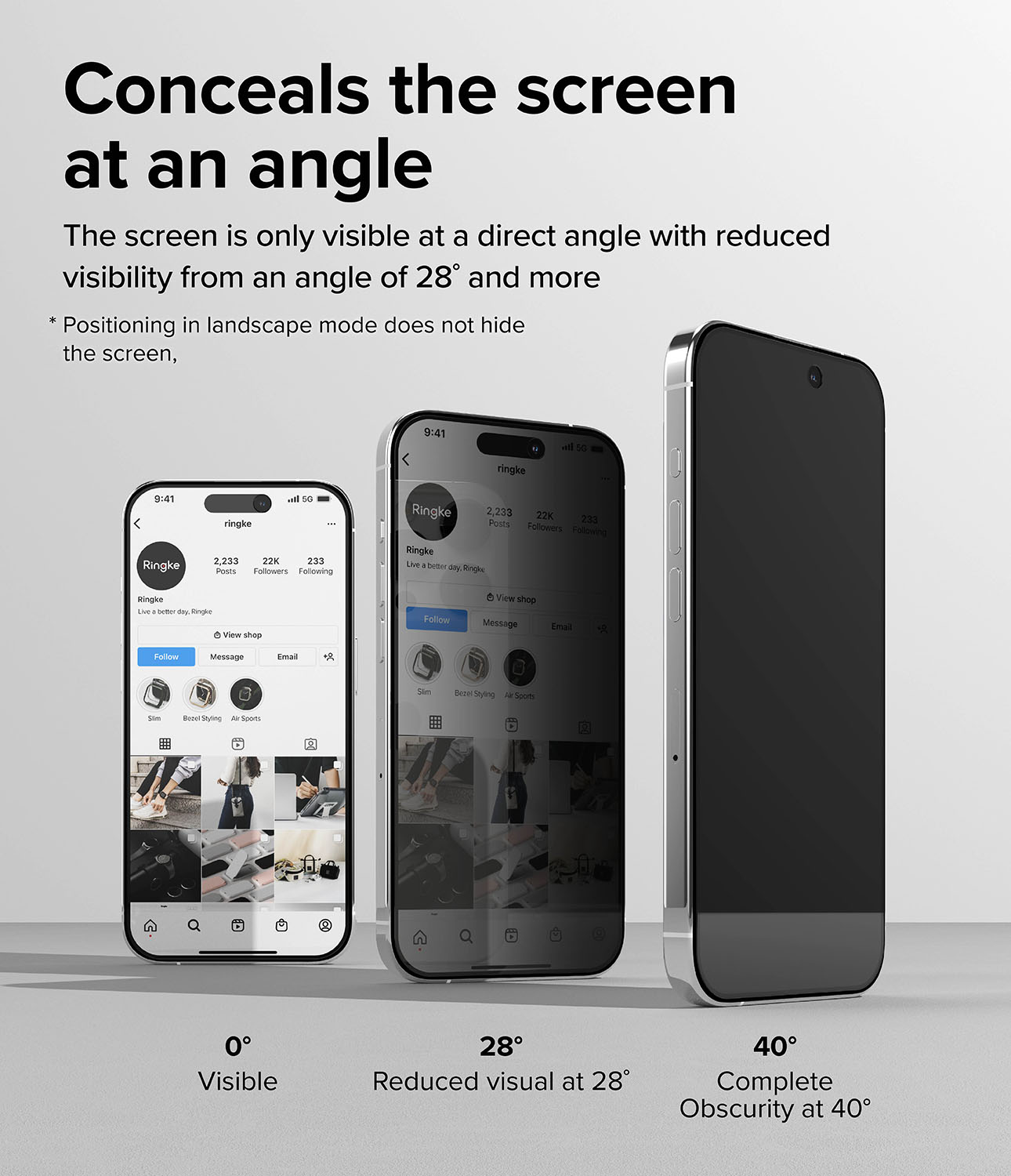 iPhone 15 Pro Anti-spy Skärmskydd i glas med monteringsverktyg