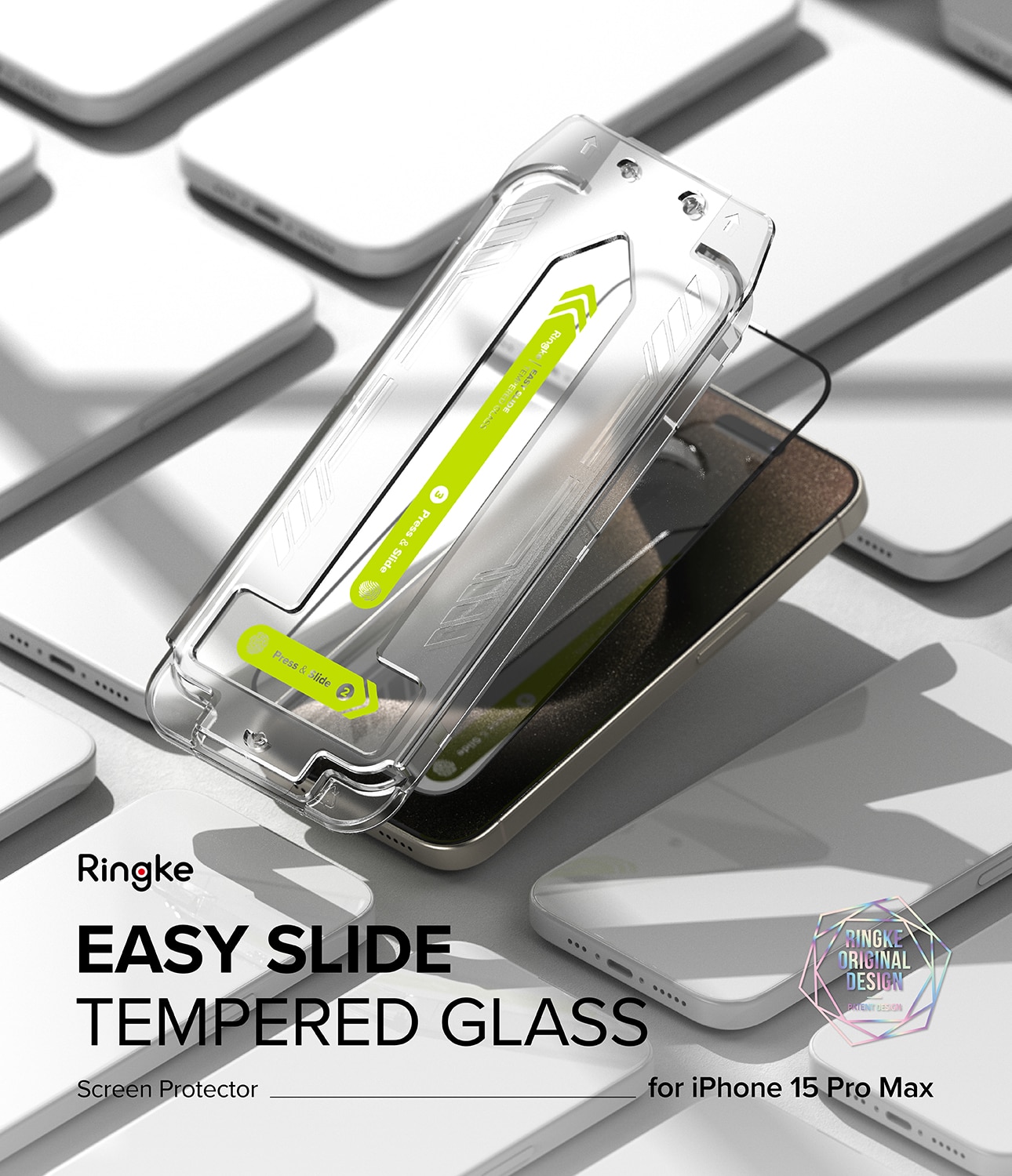 iPhone 15 Pro Max Skärmskydd i glas med monteringsverktyg