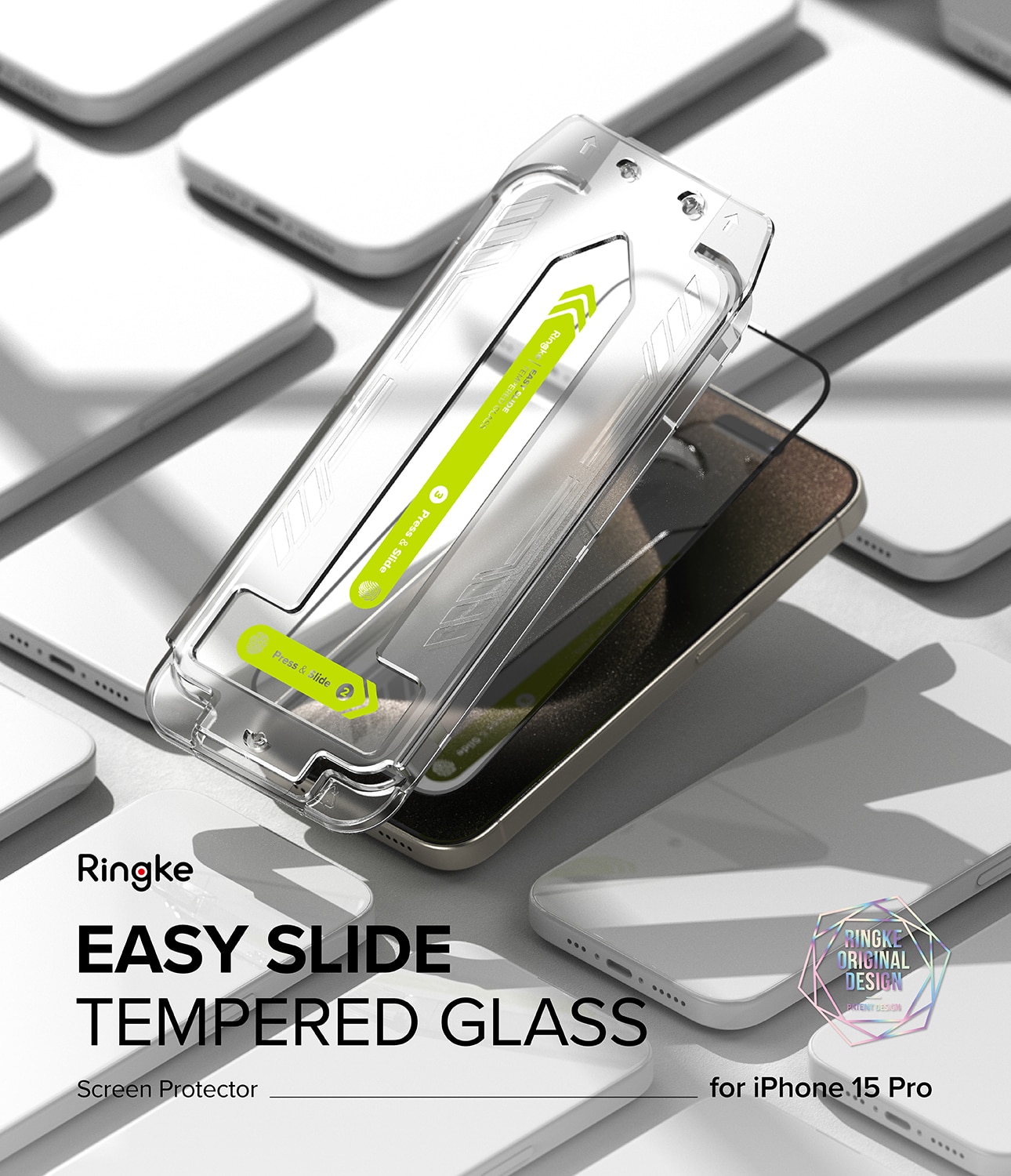 iPhone 15 Pro Skärmskydd i glas med monteringsram (2-pack)