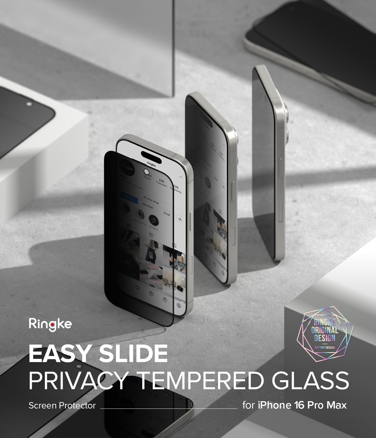 iPhone 16 Pro Max Anti-spy Skärmskydd i glas med monteringsram (2-pack)