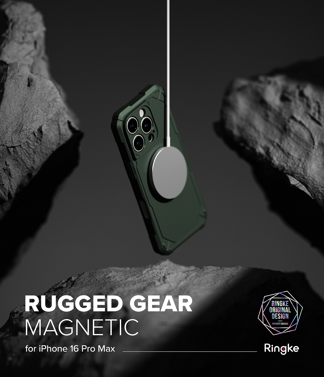 iPhone 16 Pro Max MagSafe Rugged Gear Skal, mörkgrön