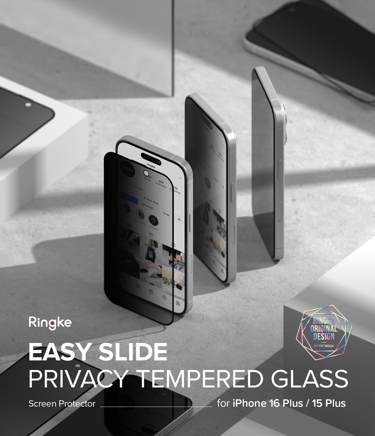 iPhone 16 Plus Anti-spy Skärmskydd i glas med monteringsram (2-pack)