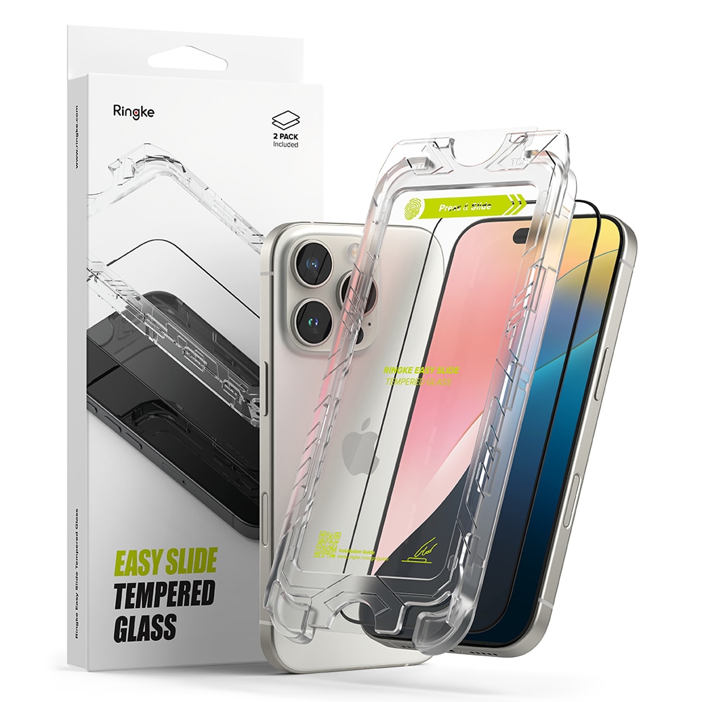 iPhone 16 Pro Max Skärmskydd i glas med monteringsram (2-pack)