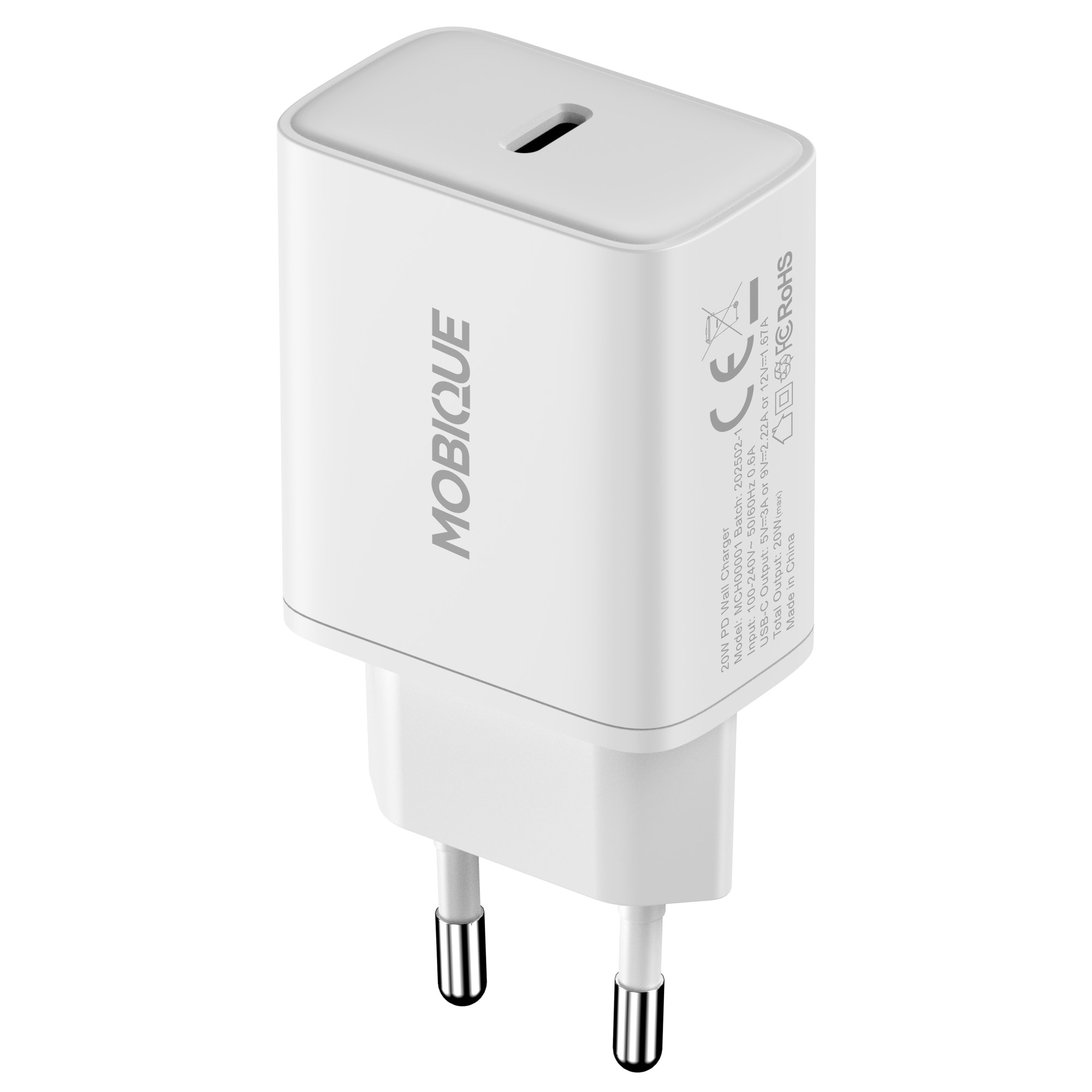 Väggladdare 20W USB-C PD, vit