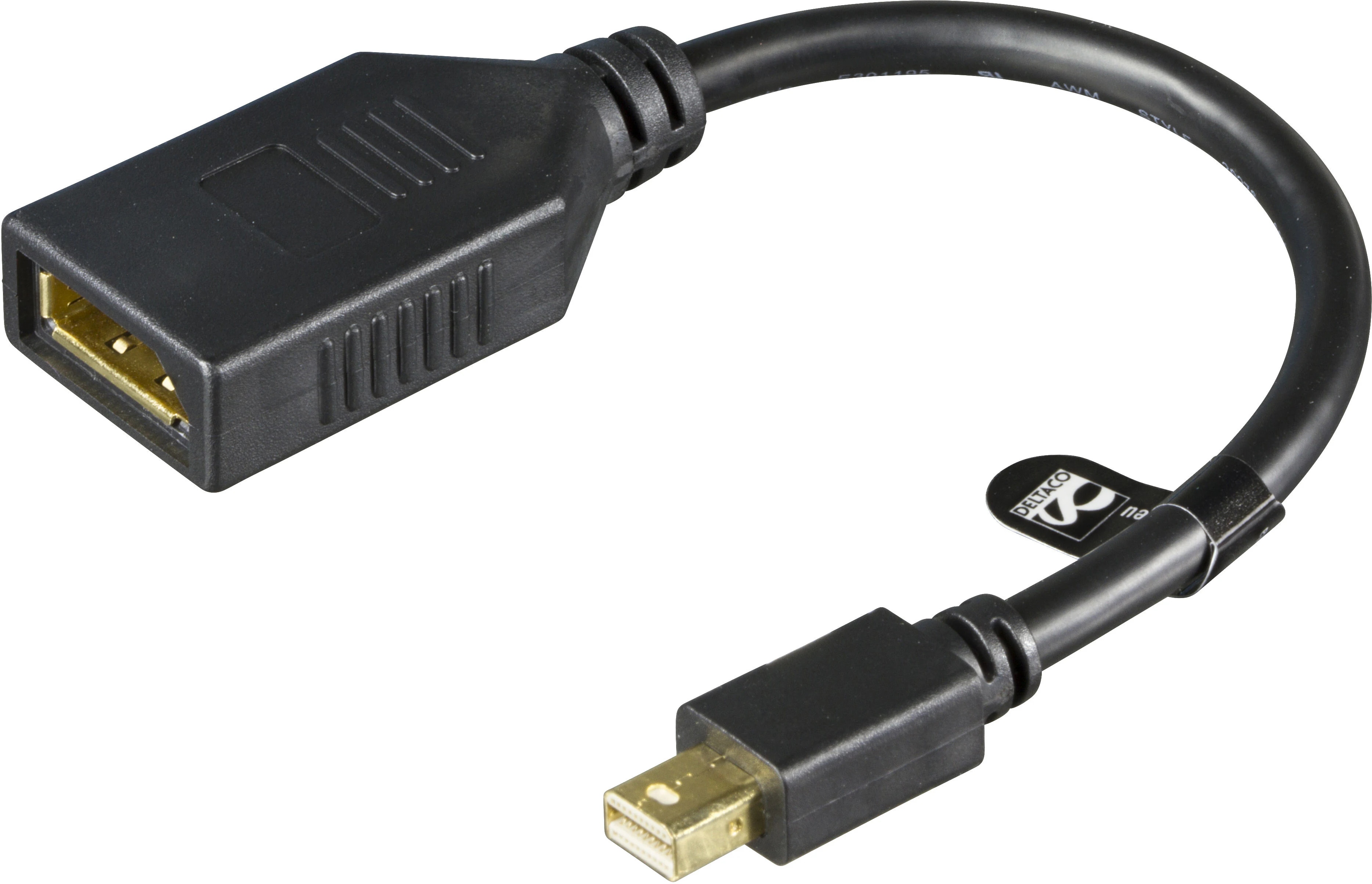 Mini DisplayPort till DisplayPort-adapter Ultra HD 0,2m, svart