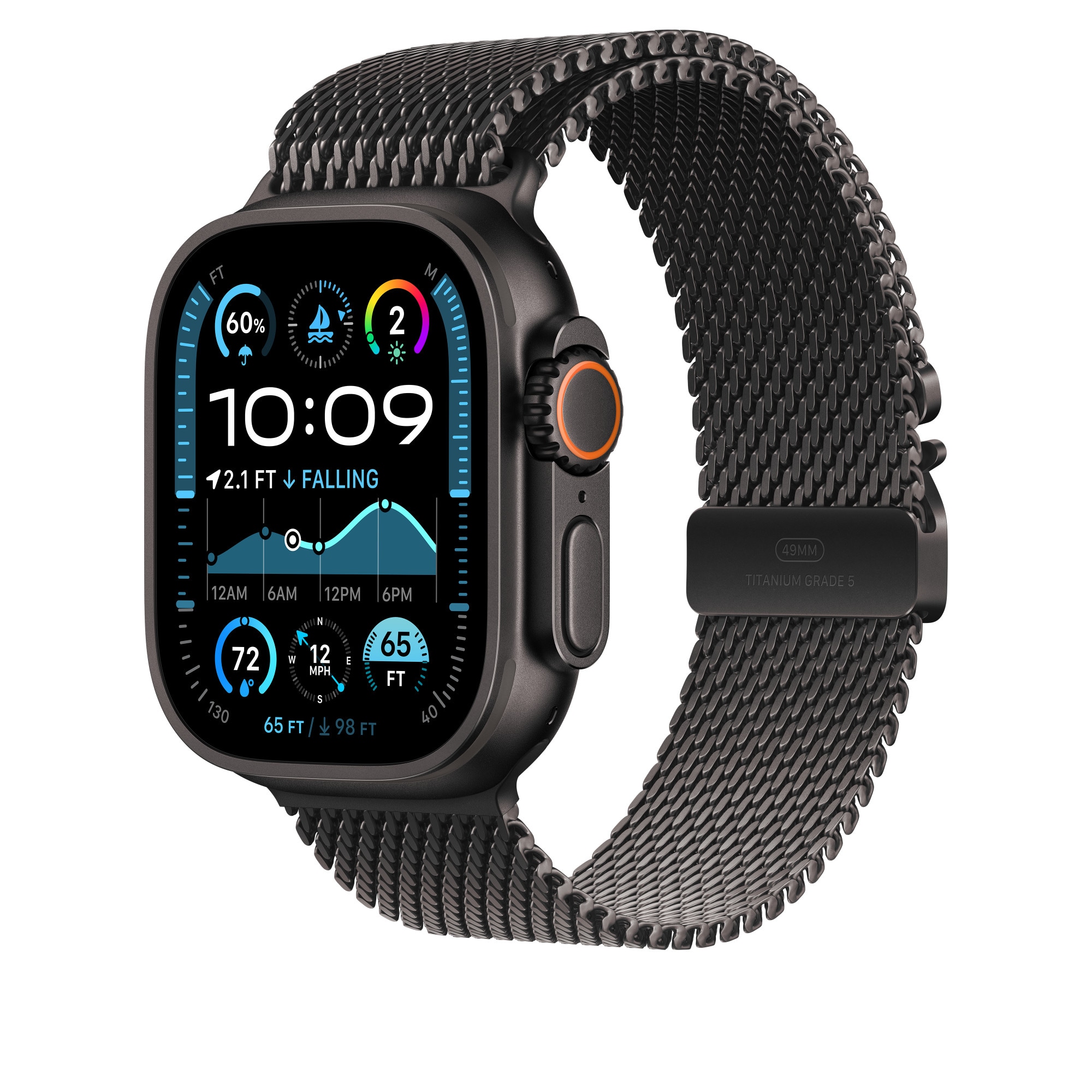 Apple Watch Ultra 49mm 2nd Gen Milanesisk loop L, Black Titanium