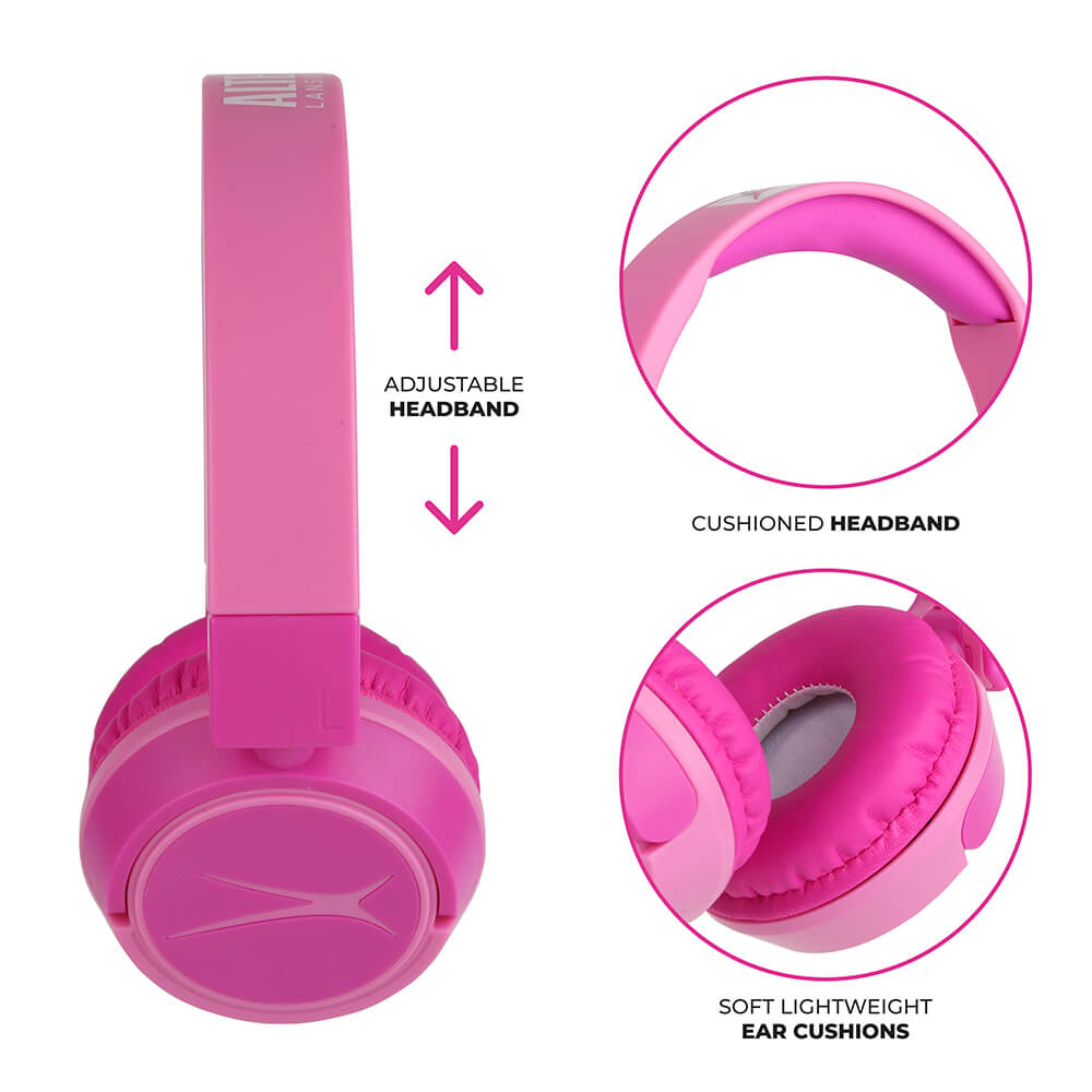 Trådlösa On-Ear 2in1 hörlurar för barn, rosa