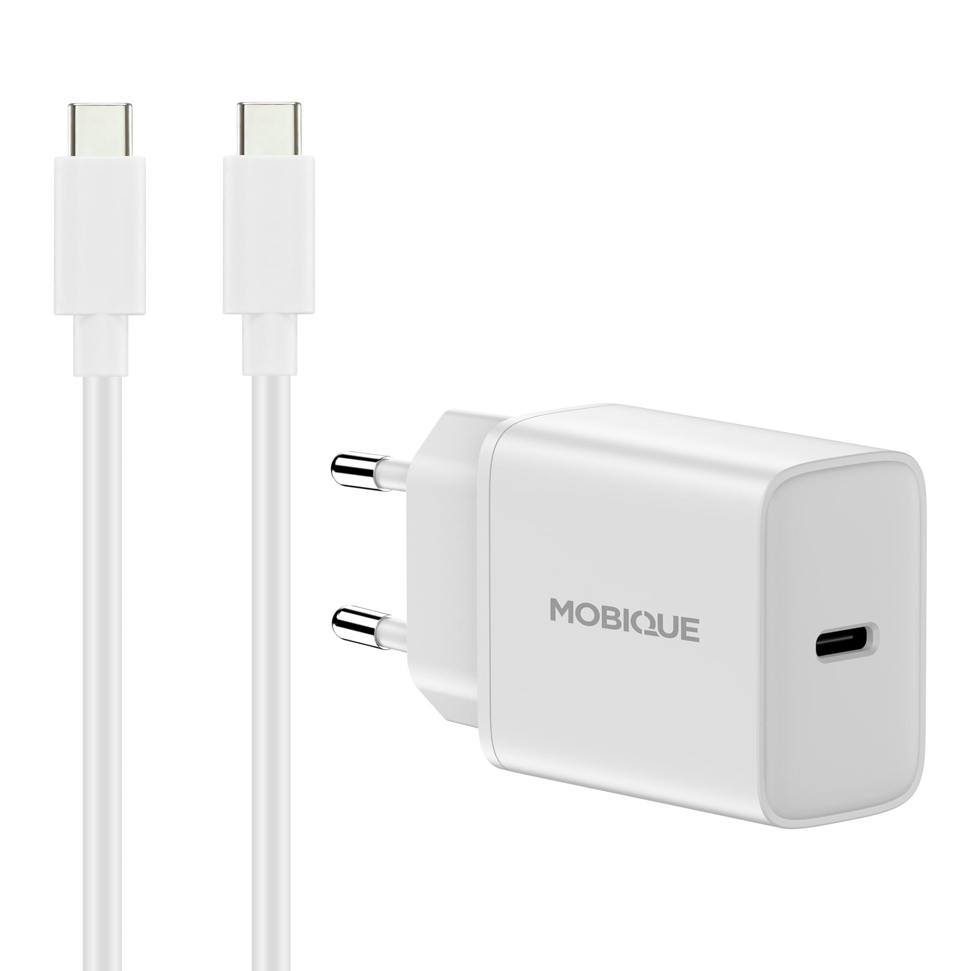 Laddare iPhone 16 Plus - USB-C 2m kabel & väggladdare, Vit