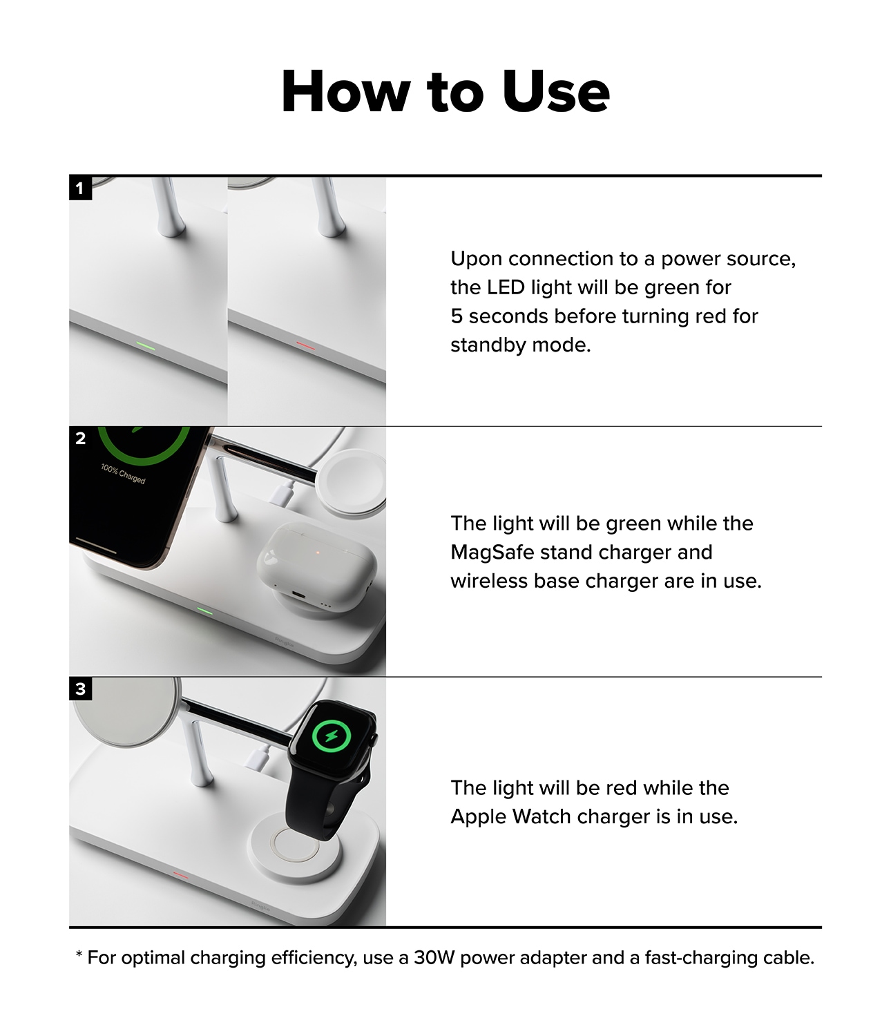 Qi2 MagSafe 3-in-1 Laddningsstation, vit