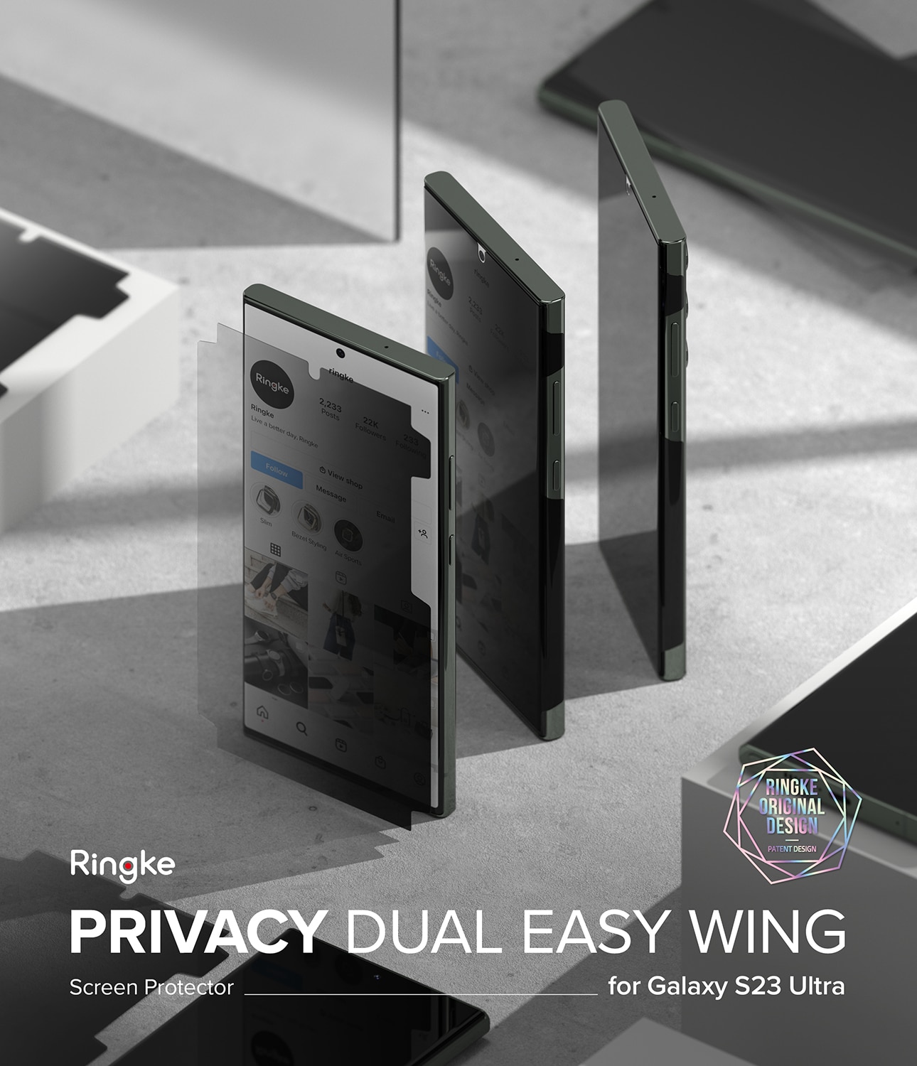 Samsung Galaxy S23 Ultra Anti-spy Skärmskydd skyddsfilm - Dual Easy Wing