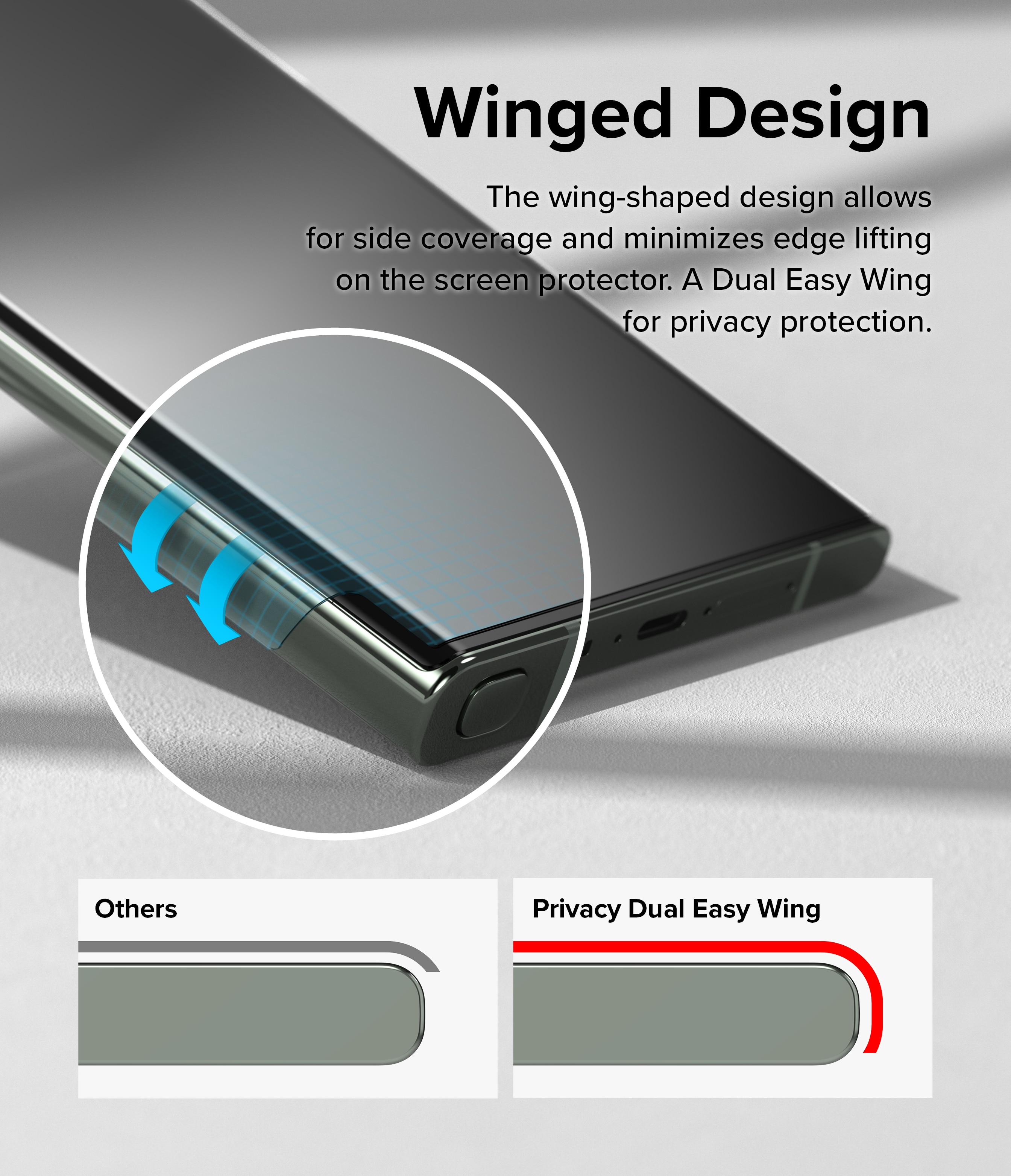 Samsung Galaxy S23 Ultra Anti-spy Skärmskydd skyddsfilm - Dual Easy Wing
