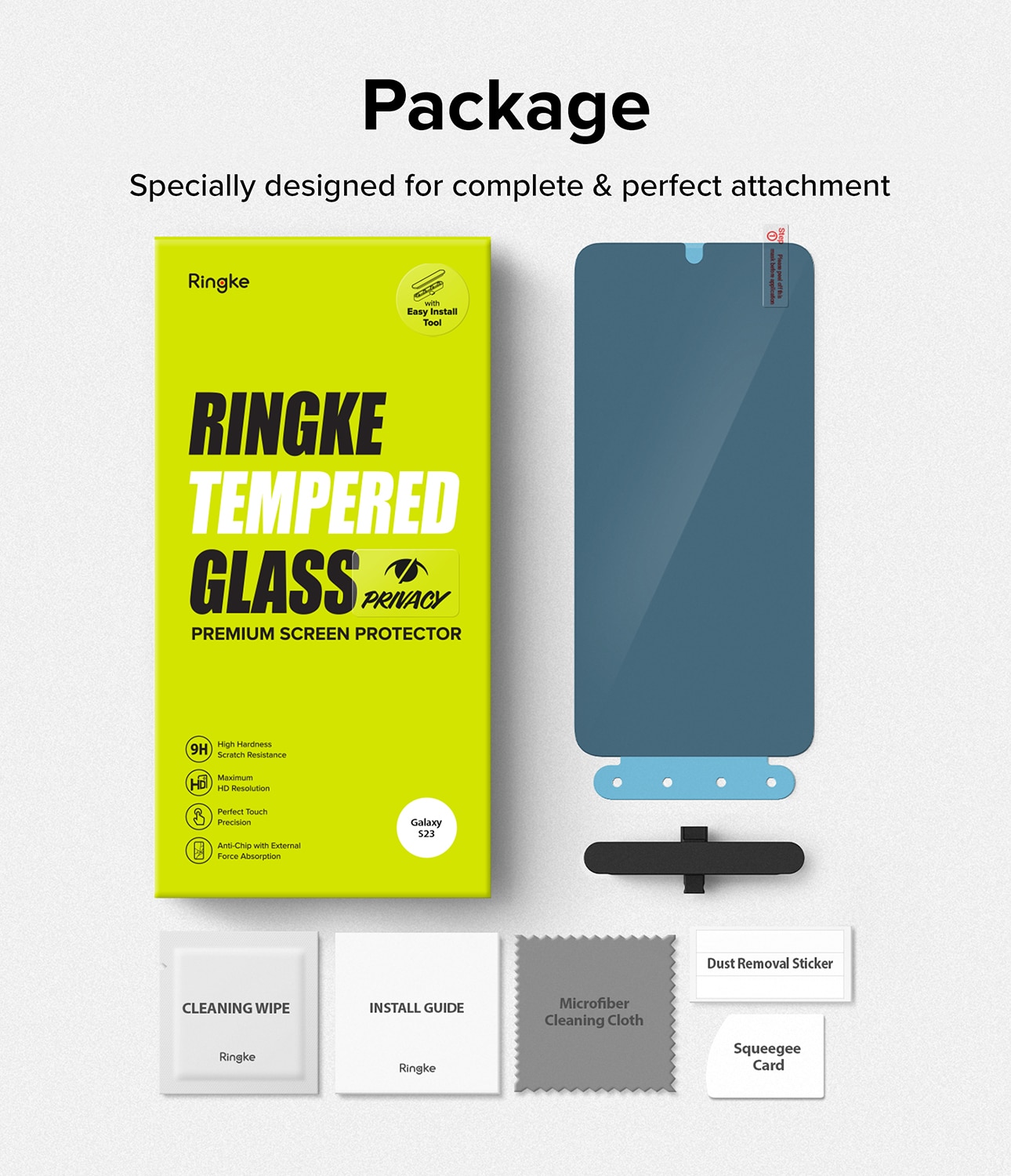 Samsung Galaxy S23 Anti-spy Skärmskydd i glas med monteringsverktyg