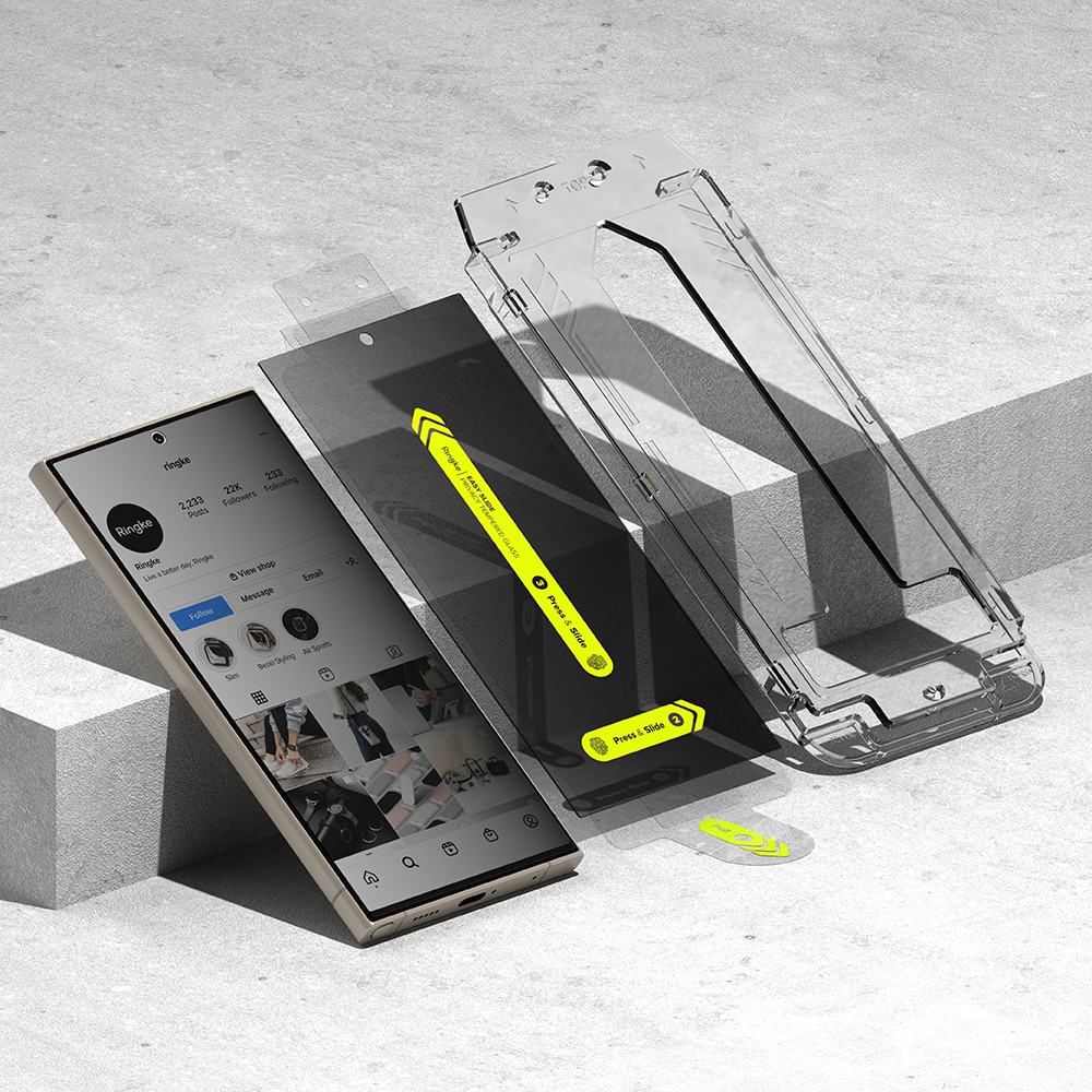 Samsung Galaxy S24 Ultra Anti-spy Skärmskydd i glas med monteringsram (2-pack)