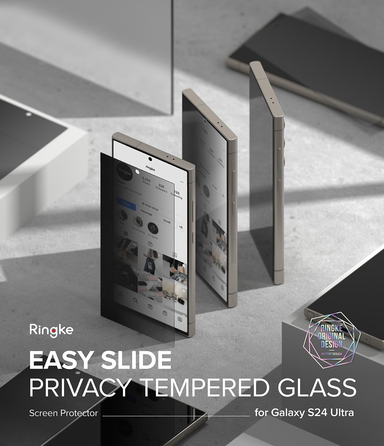 Samsung Galaxy S24 Ultra Anti-spy Skärmskydd i glas med monteringsram (2-pack)