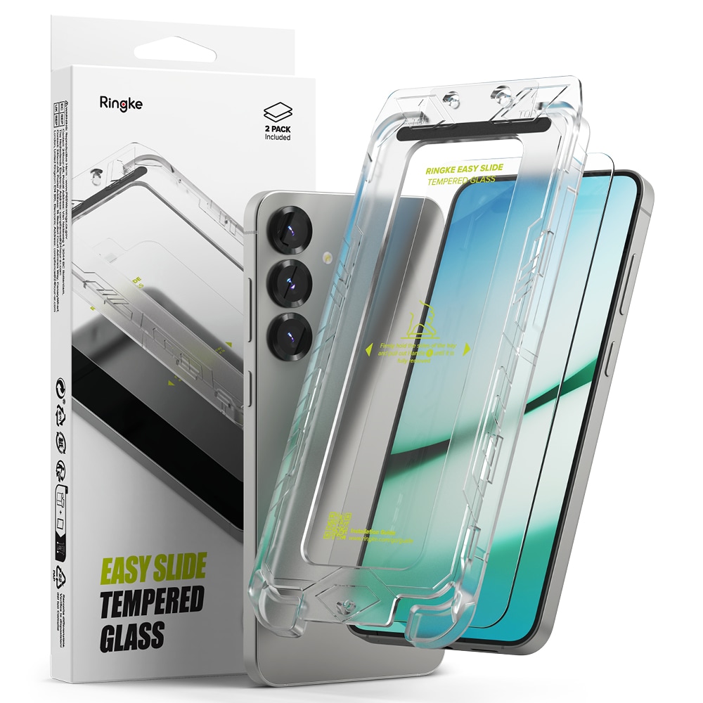 Samsung Galaxy S25 Skärmskydd i glas med monteringsram (2-pack)