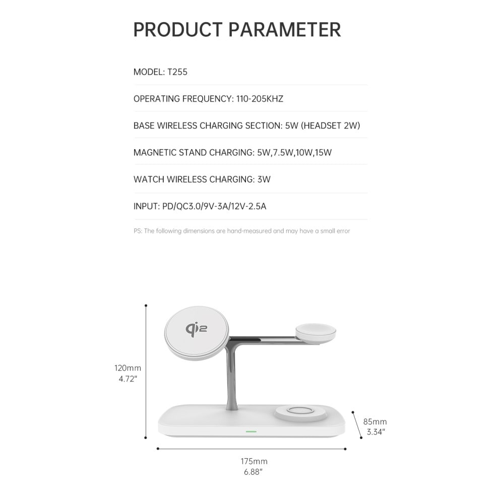 Trådlös Laddningsstation Qi2 MagSafe 3-i-1, vit