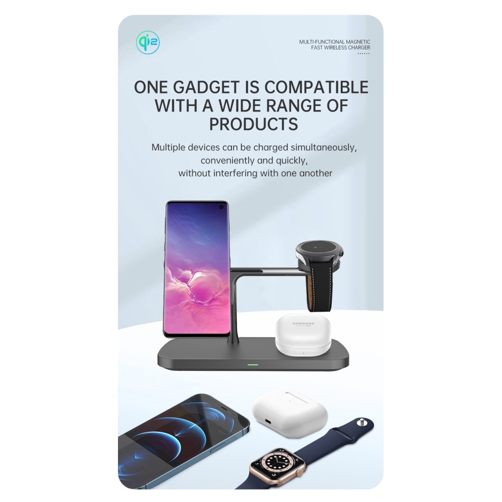 Samsung Galaxy S25 Ultra Qi2 Magnetisk trådlös Laddningsstation 3-i-1, svart