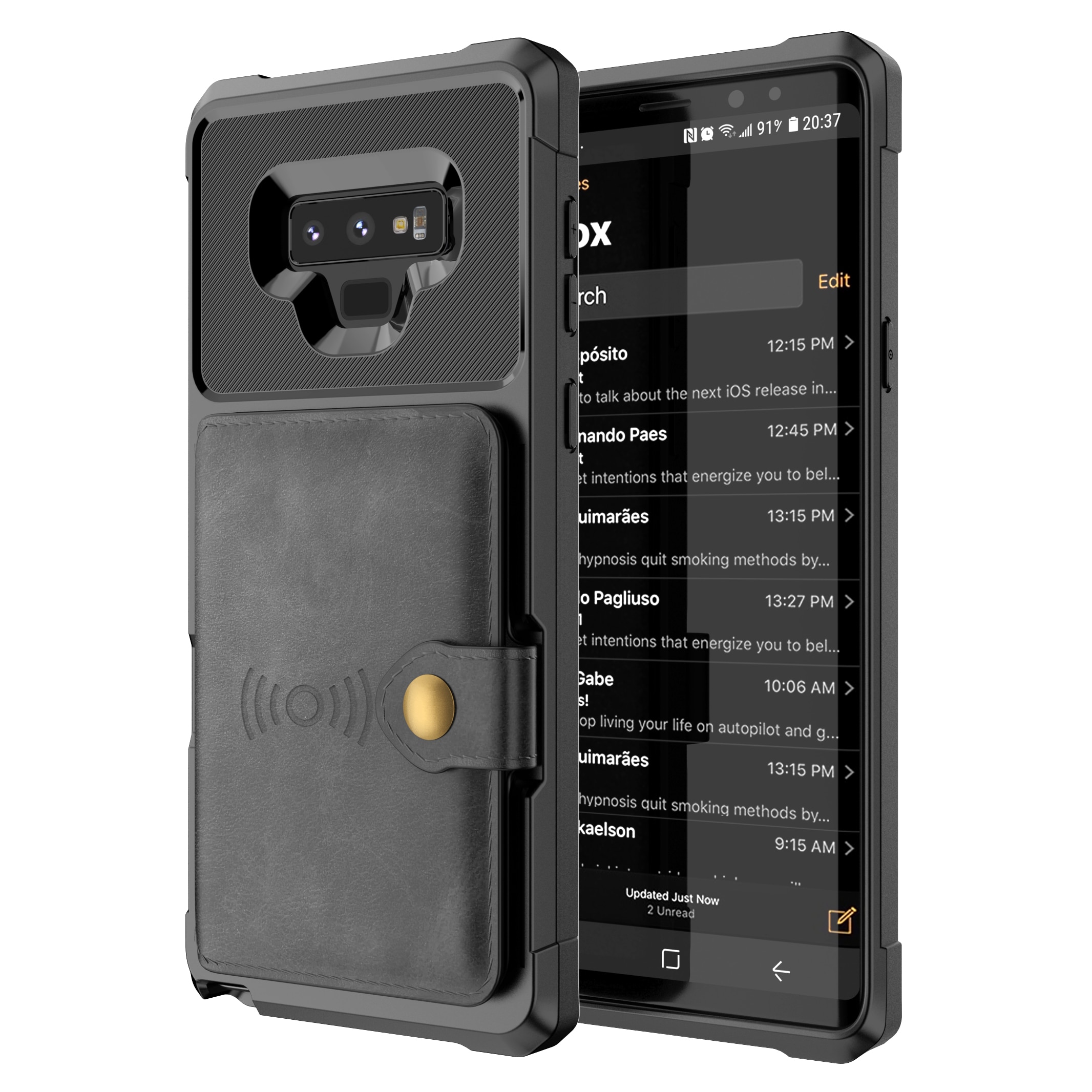 Samsung Galaxy Note 9 Stöttåligt Mobilskal med Plånbok, svart