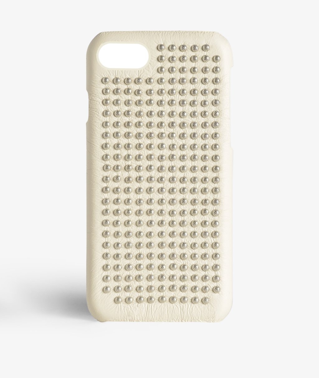 iPhone 7 Skal Borchie Nappa Ivory Silver Studs