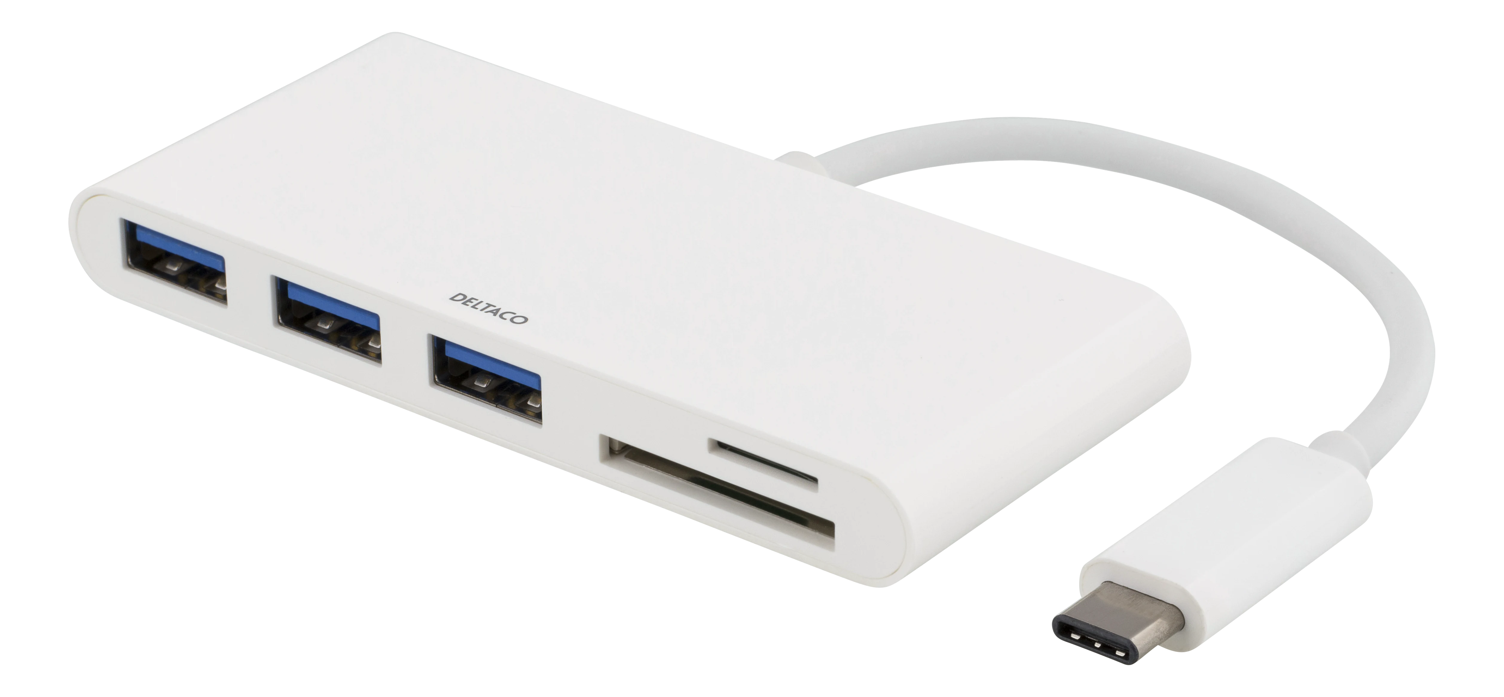 USB-C Hubb med 3x USB-A portar och SD/microSD-läsare, svart