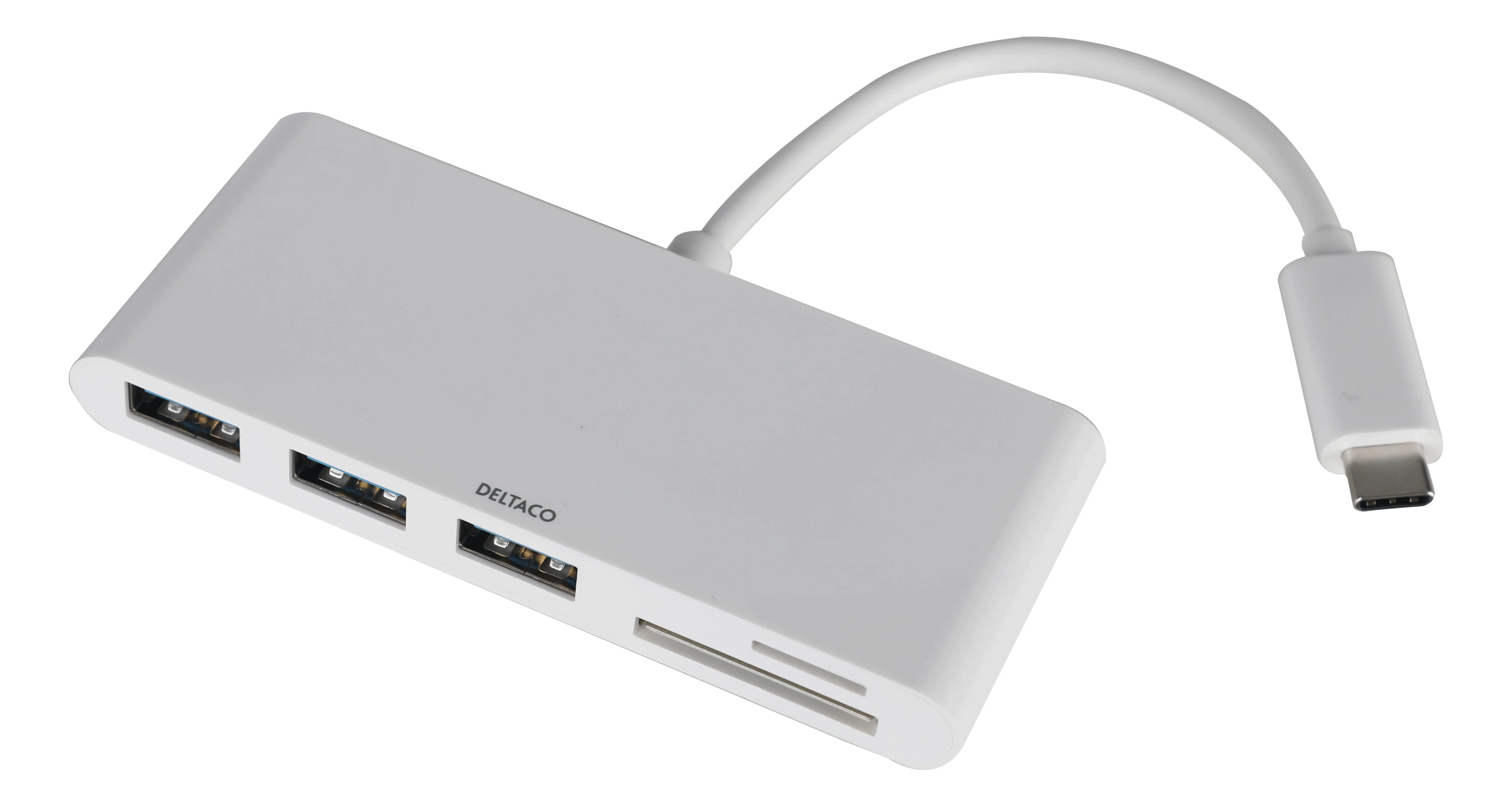 USB-C Hubb med 3x USB-A portar och SD/microSD-läsare, svart