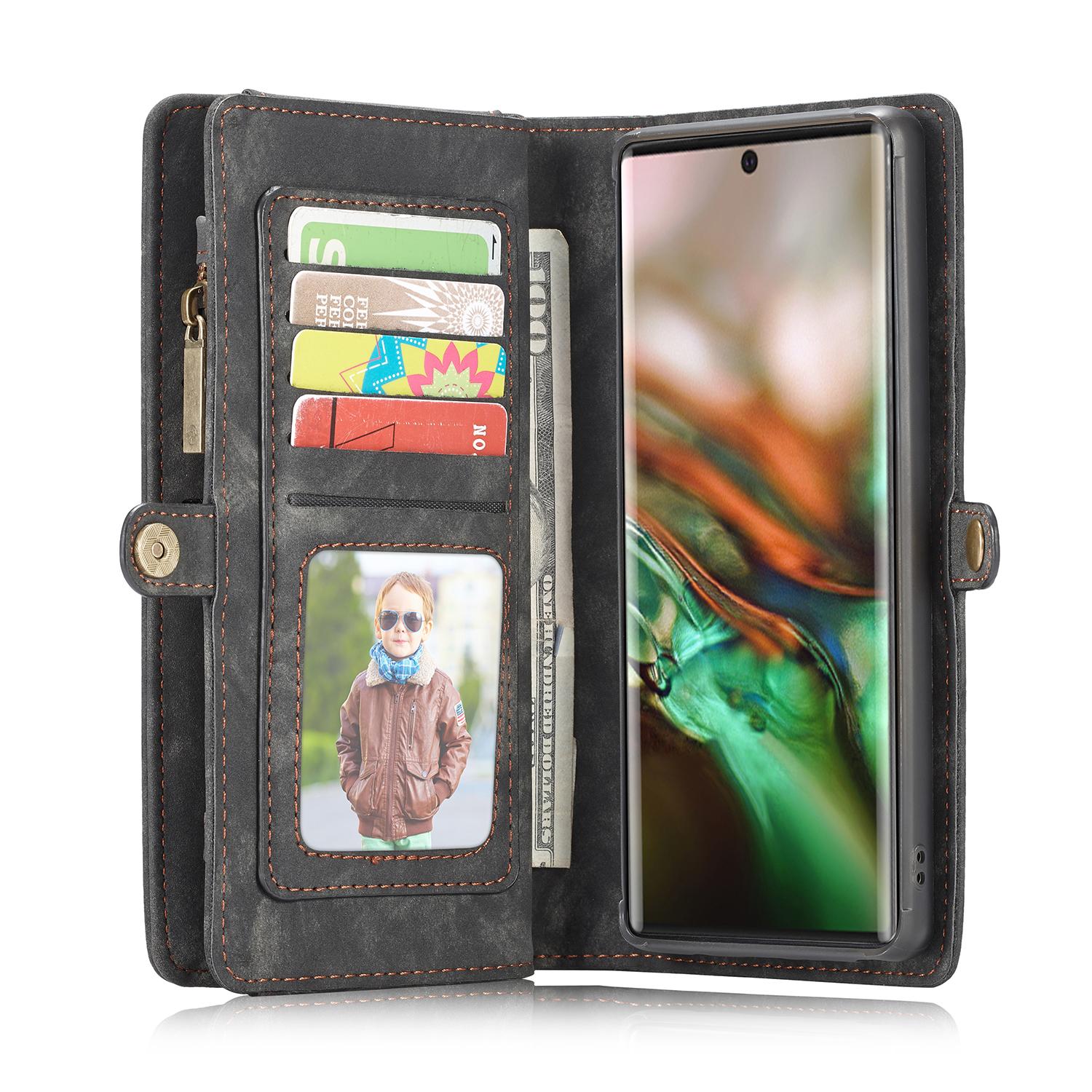 Galaxy Note 10 Plus Rymligt plånboksfodral med många kortfack, grå