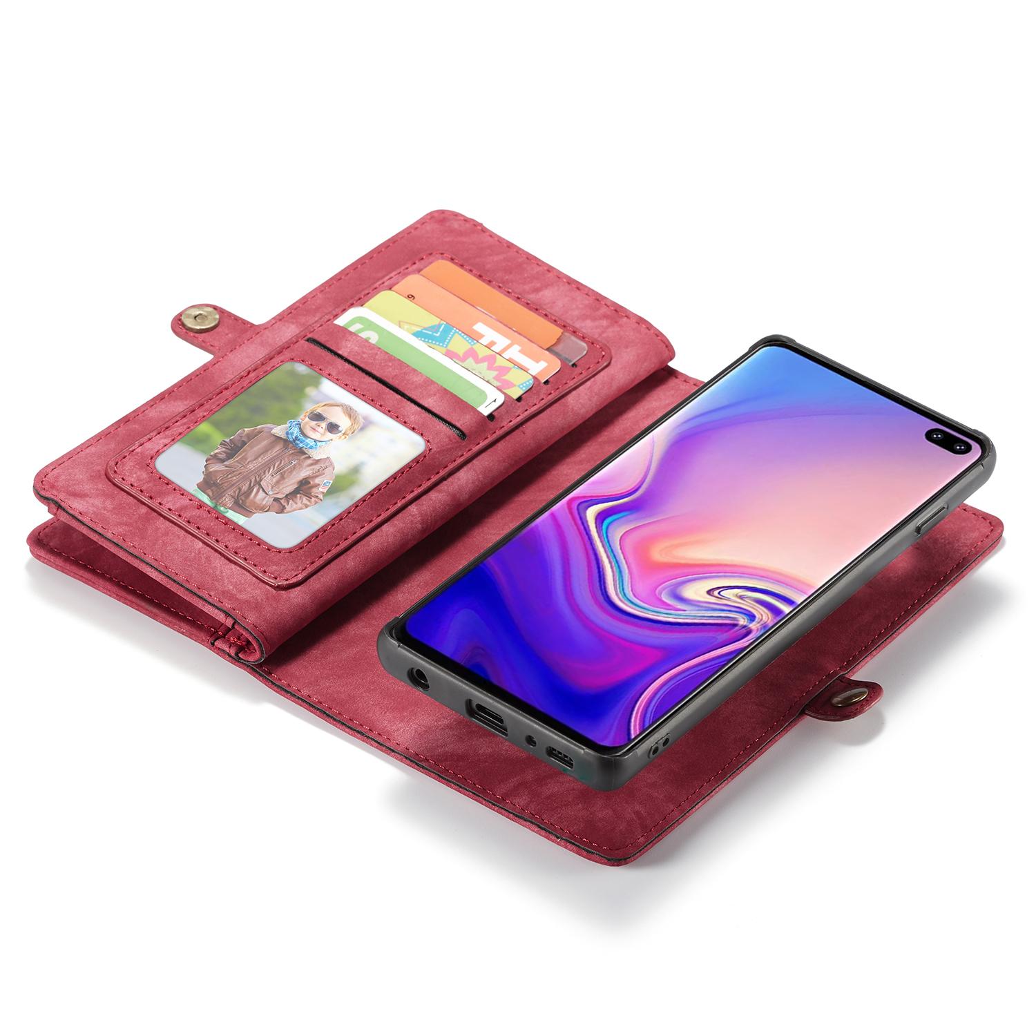 Samsung Galaxy S10 Plus Rymligt plånboksfodral med många kortfack, Röd