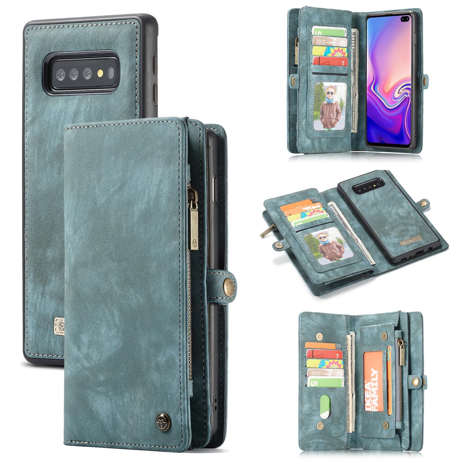 Samsung Galaxy S10 Rymligt plånboksfodral med många kortfack, blå
