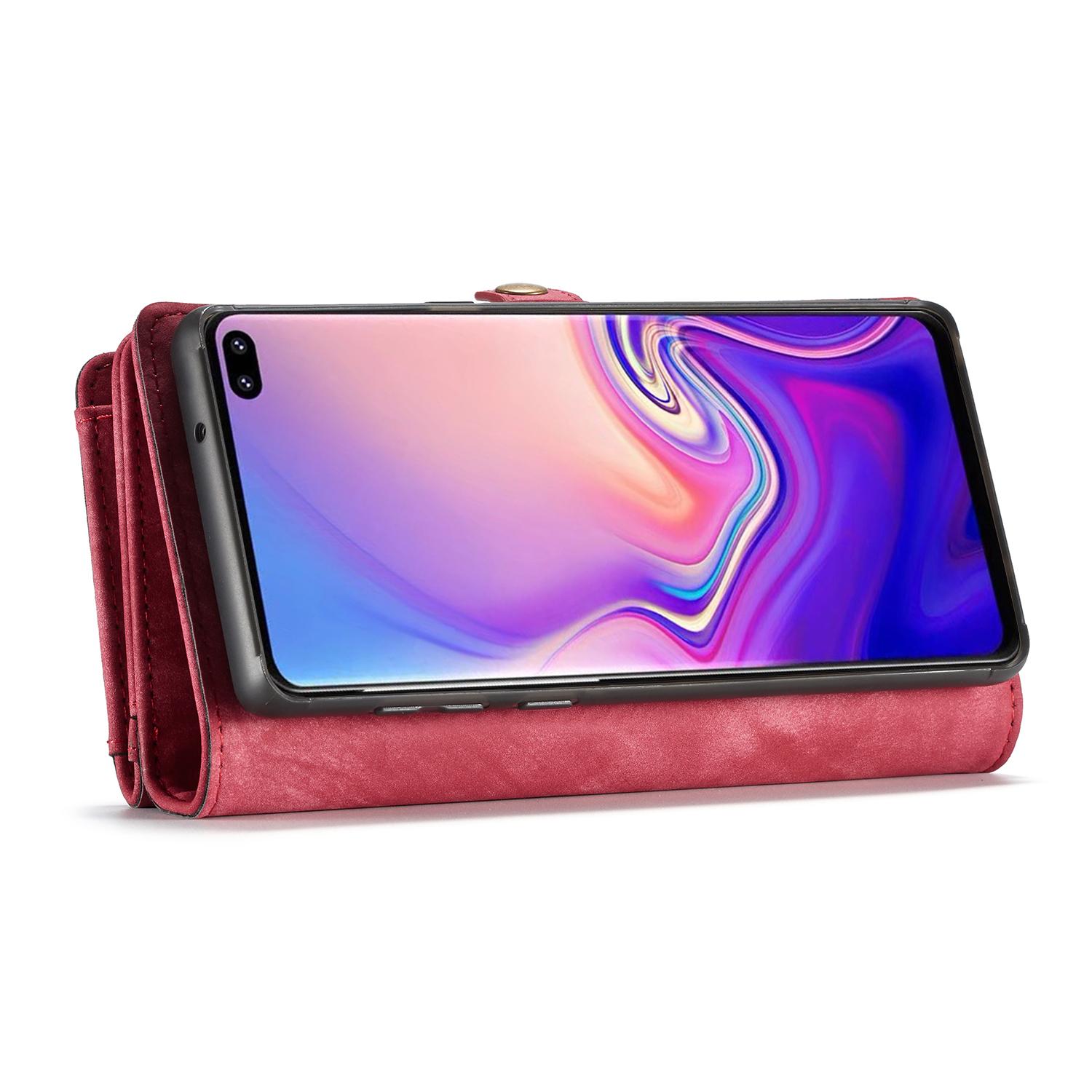 Samsung Galaxy S10 Rymligt plånboksfodral med många kortfack, röd