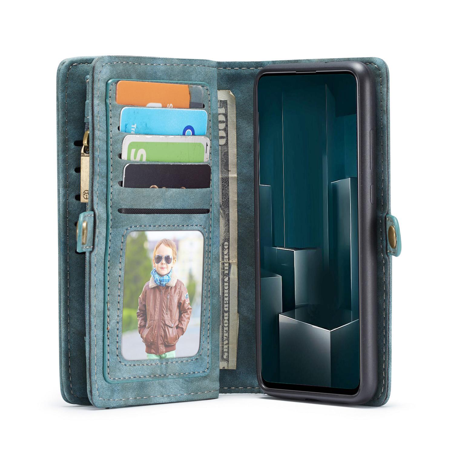 Galaxy A51 Rymligt plånboksfodral med många kortfack, blå