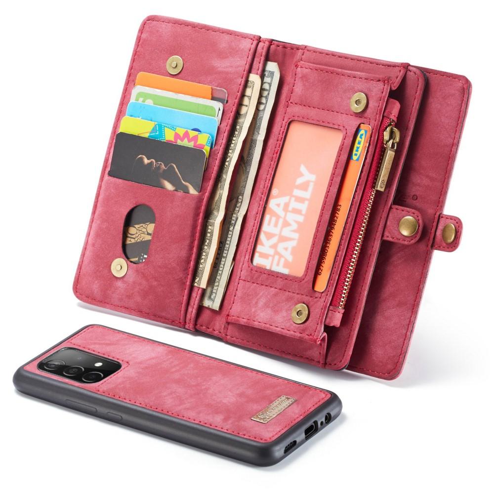 Galaxy A52/A52s Rymligt plånboksfodral med många kortfack, röd