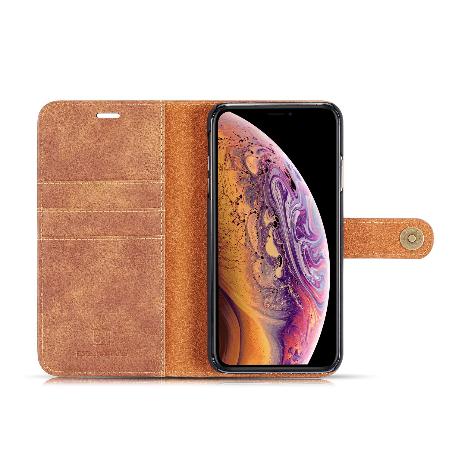 iPhone Xs Max Plånboksfodral med avtagbart skal, Cognac