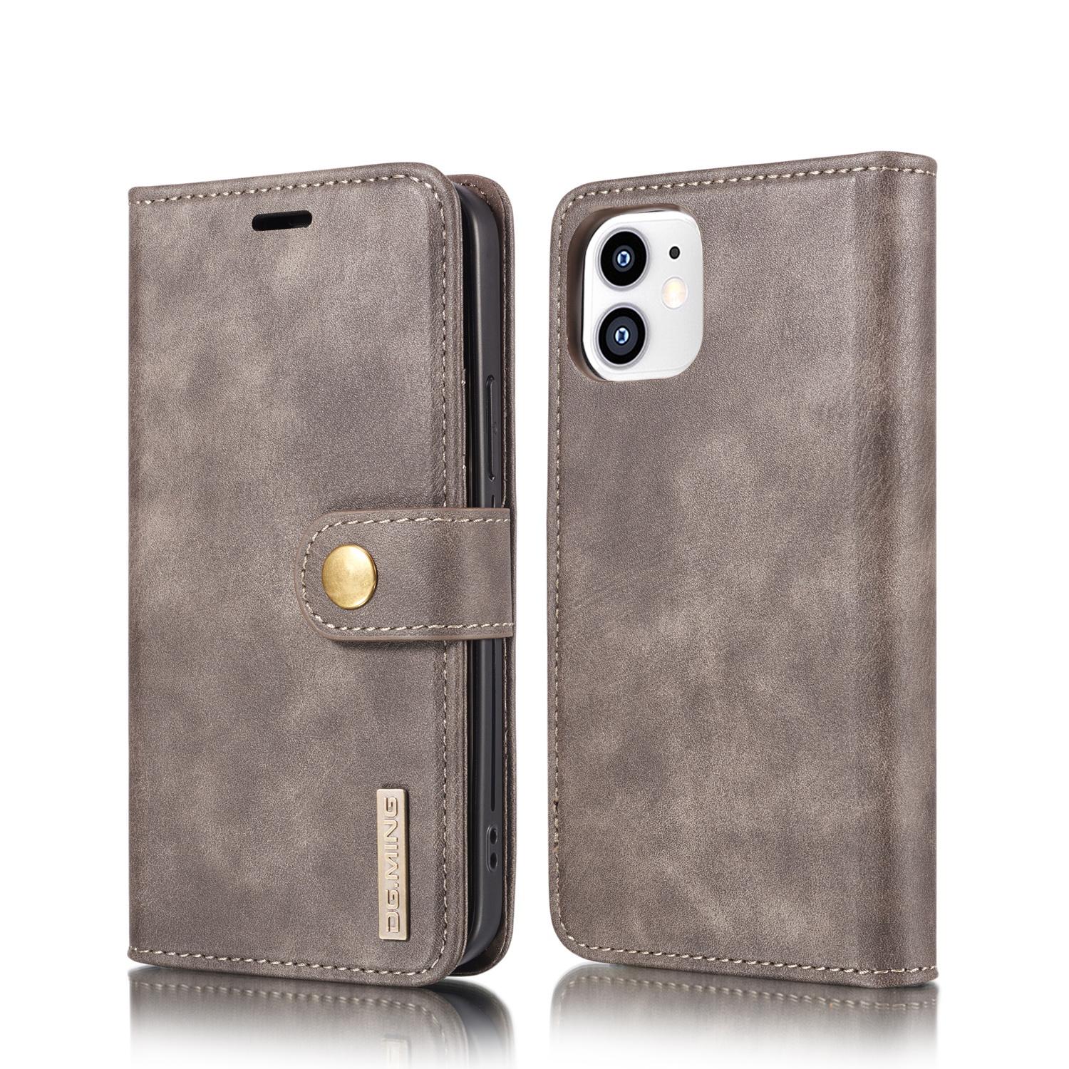 iPhone 12 Mini Plånboksfodral med avtagbart skal, brun
