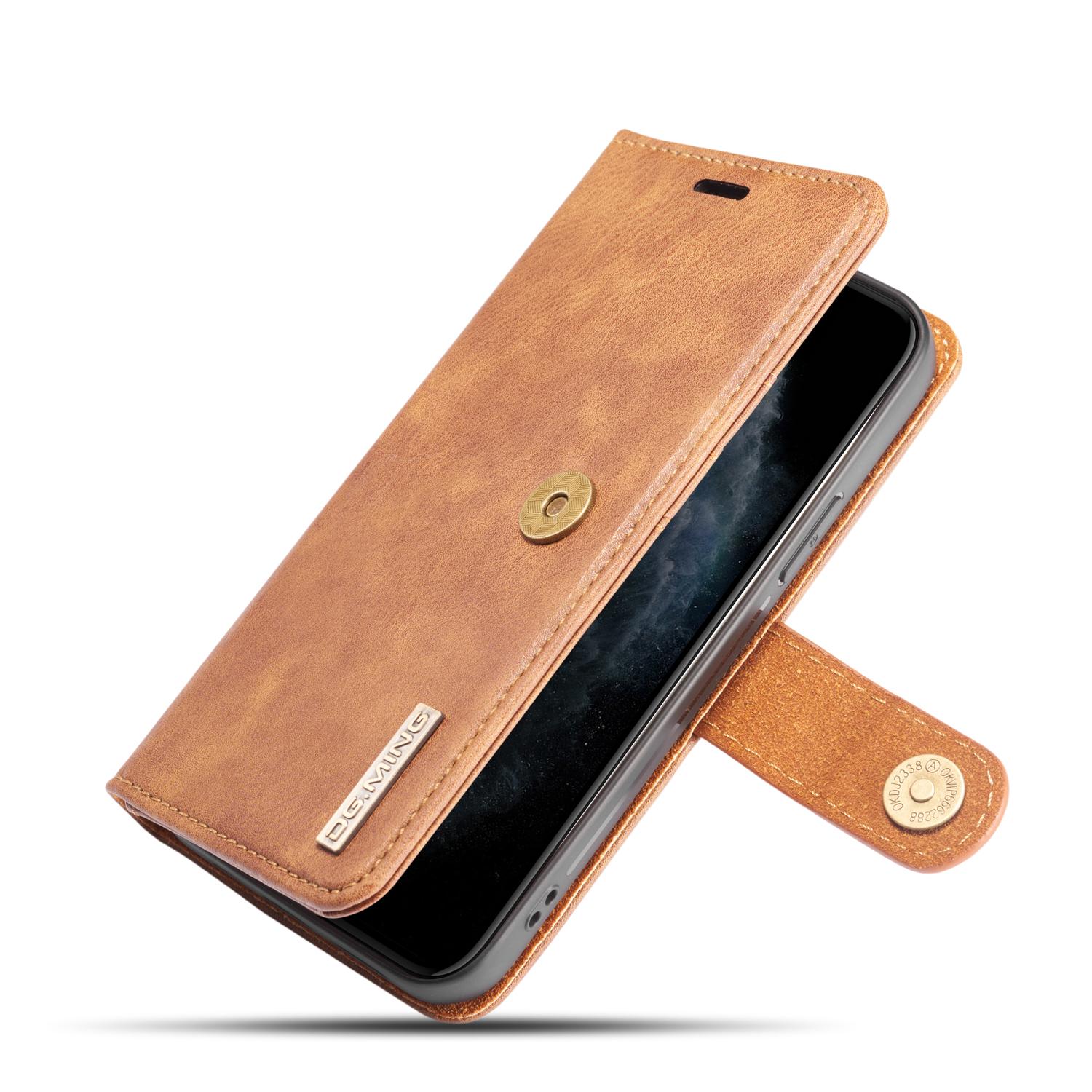 iPhone 12/12 Pro Plånboksfodral med avtagbart skal, cognac