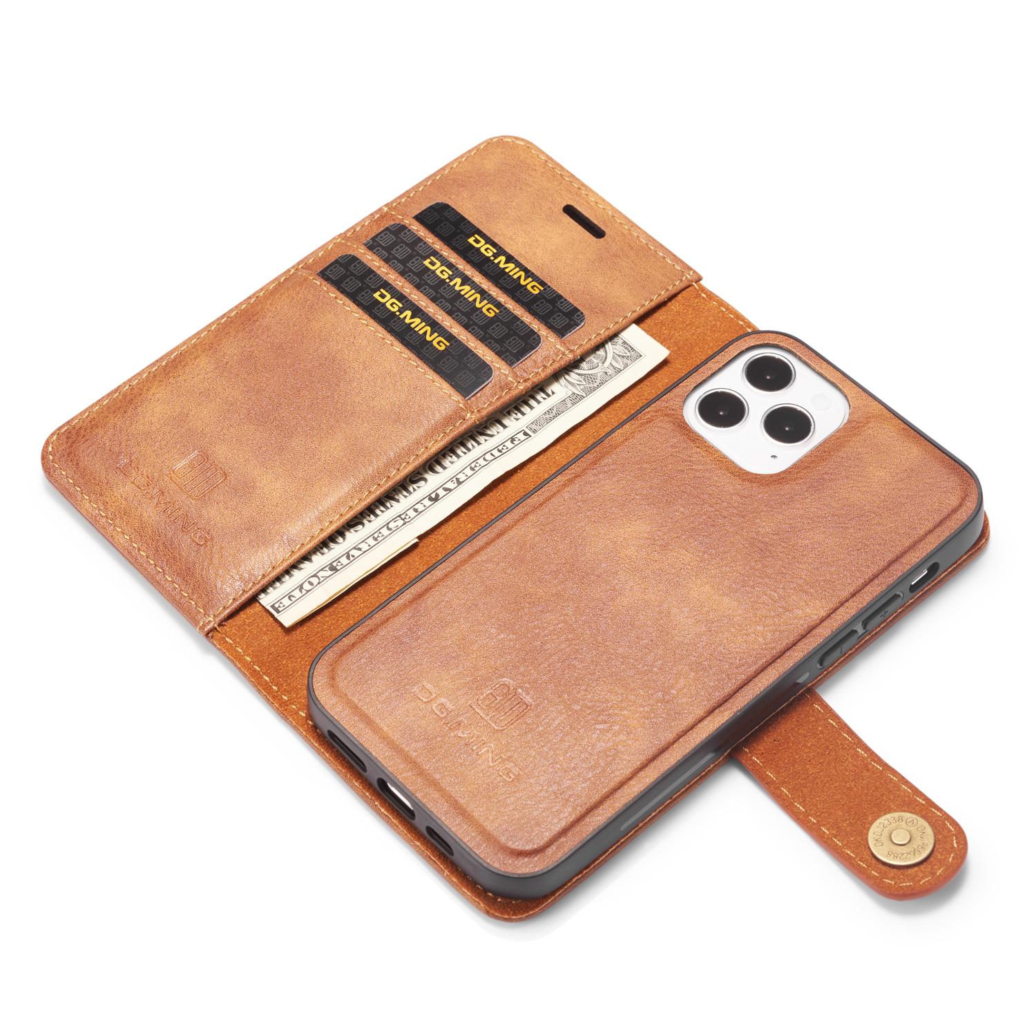 iPhone 12 Pro Max Plånboksfodral med avtagbart skal, cognac