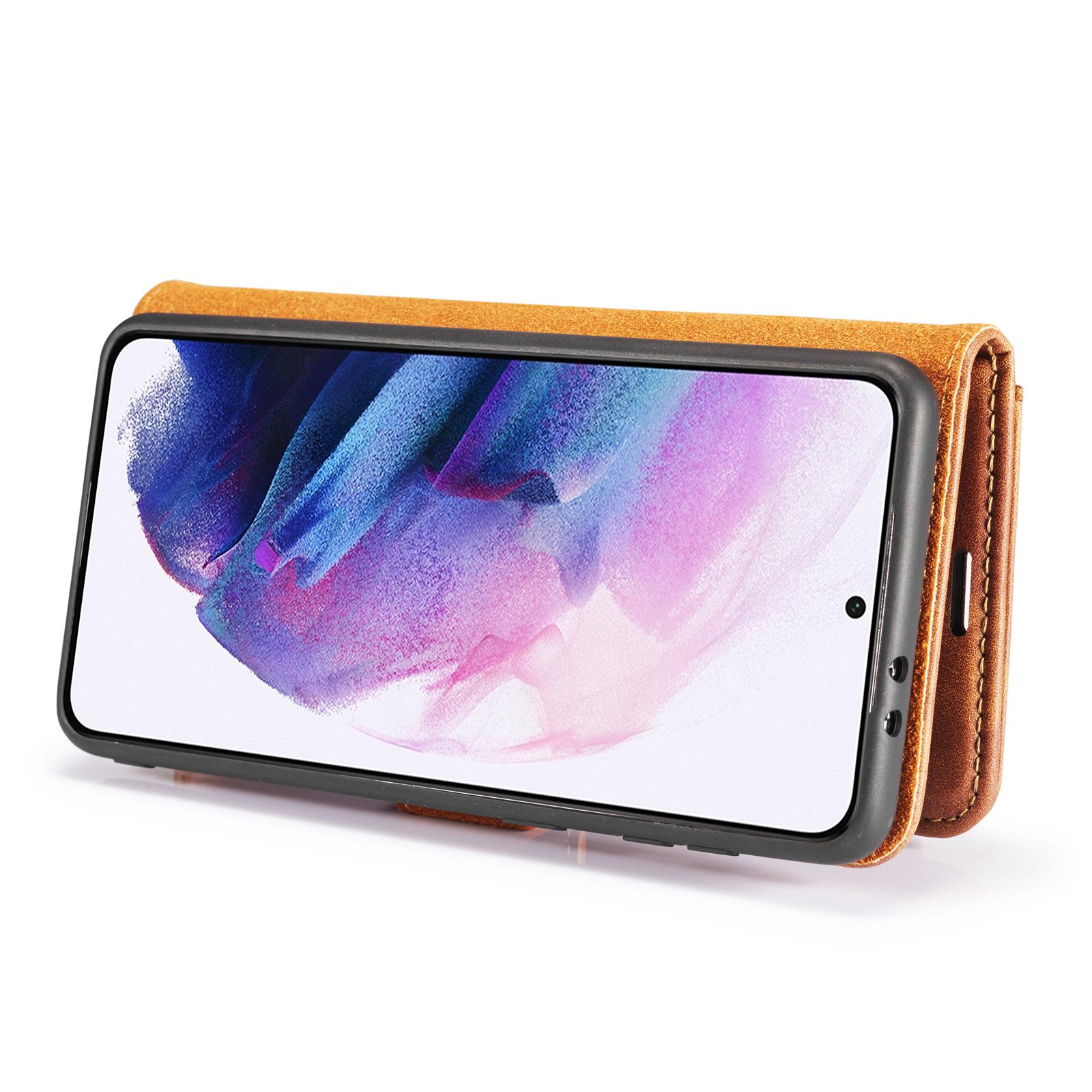 Samsung Galaxy S21 Plus Plånboksfodral med avtagbart skal, cognac