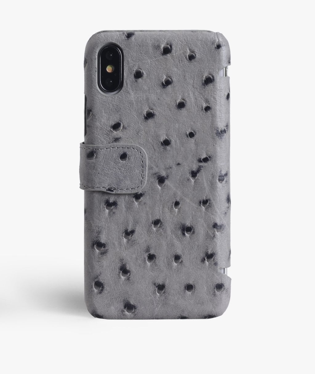 iPhone X/XS Plånboksfodral Ostrich Grey