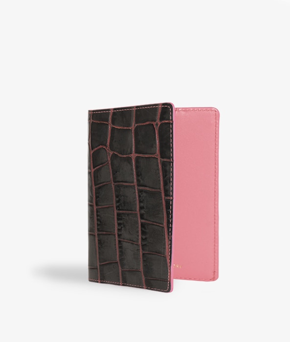 Passfodral, Crocodile Taupe/Pink