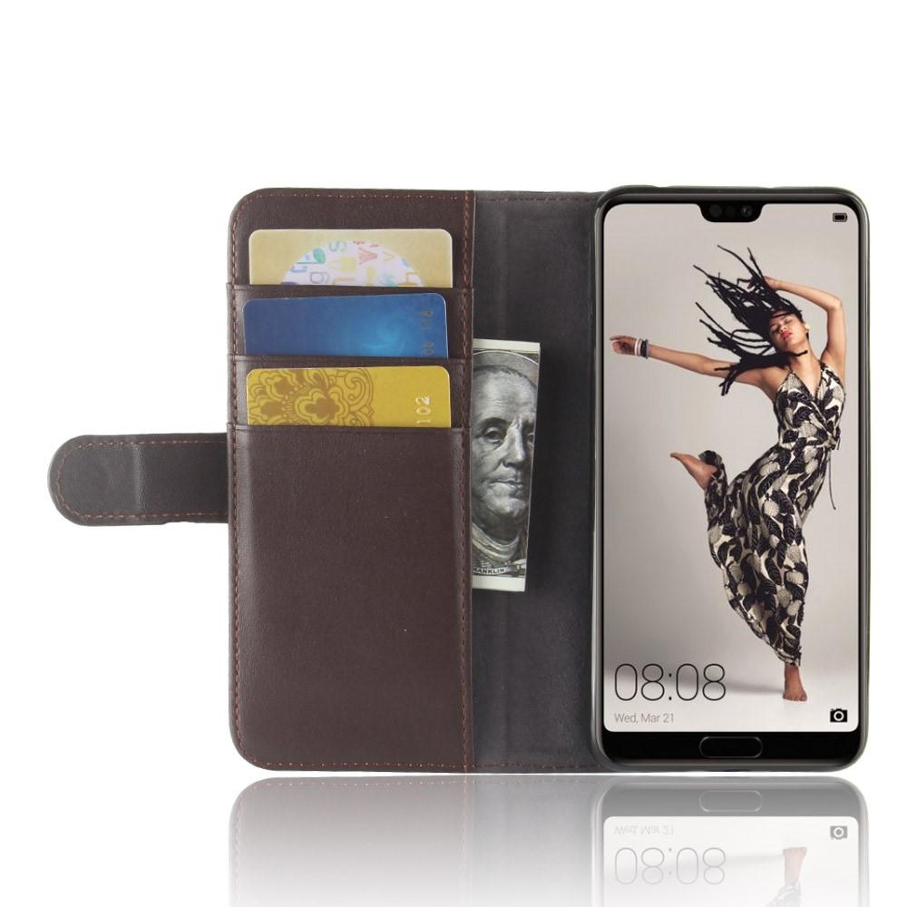 Huawei P20 Pro Plånboksfodral i Äkta Läder, brun