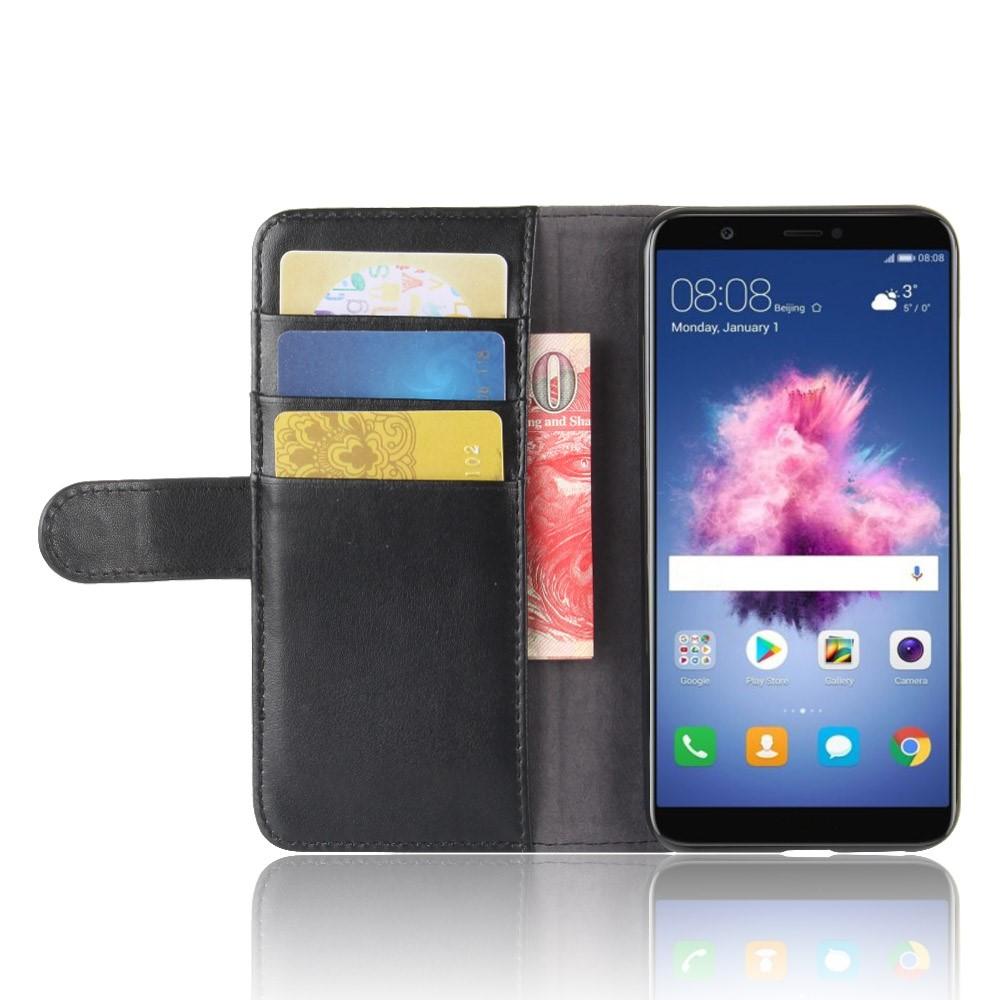 Huawei P Smart Plånboksfodral i Äkta Läder, svart