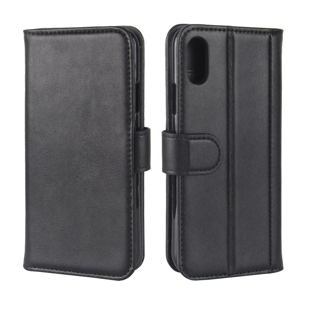 iPhone X/XS Plånboksfodral i Äkta Läder, svart