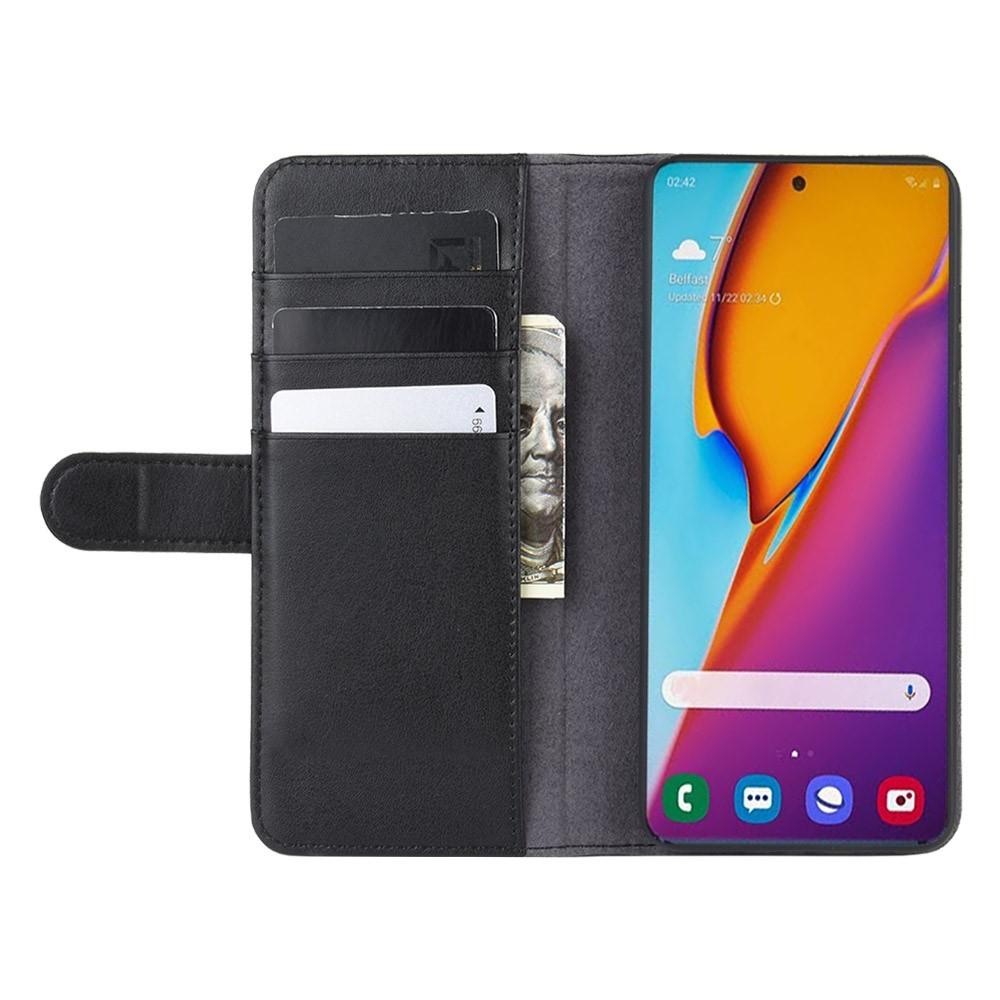 Samsung Galaxy S20 Plus Plånboksfodral i Äkta Läder, svart