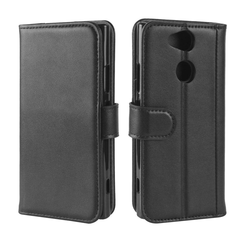 Sony Xperia XA2 Plånboksfodral i Äkta Läder, svart