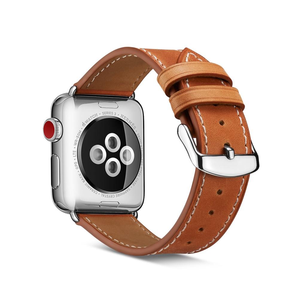 Apple Watch 45mm Series 8 Armband i äkta läder, cognac