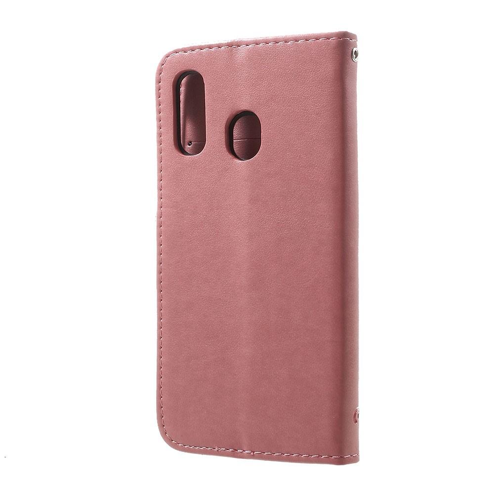 Samsung Galaxy A40 Mobilfodral med fjärilar, rosa