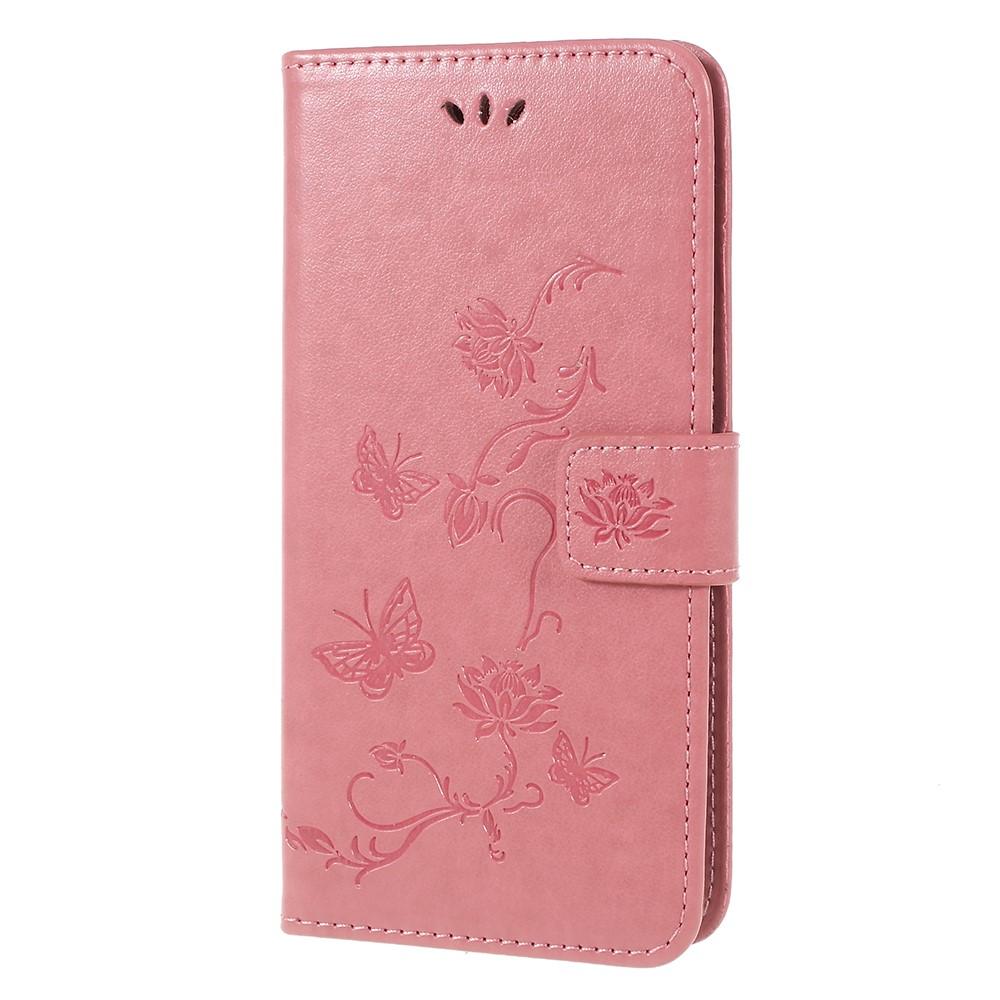 Samsung Galaxy A6 2018 Mobilfodral med fjärilar, rosa