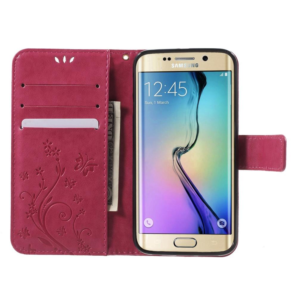 Samsung Galaxy S6 Edge Mobilfodral med fjärilar, rosa